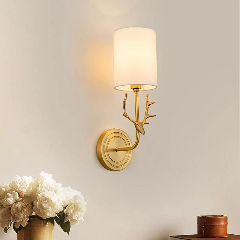 Brass Deer Head Wall Light