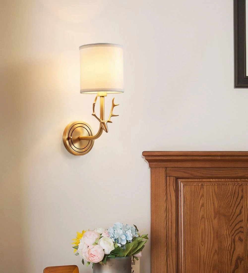 Brass Deer Head Wall Light