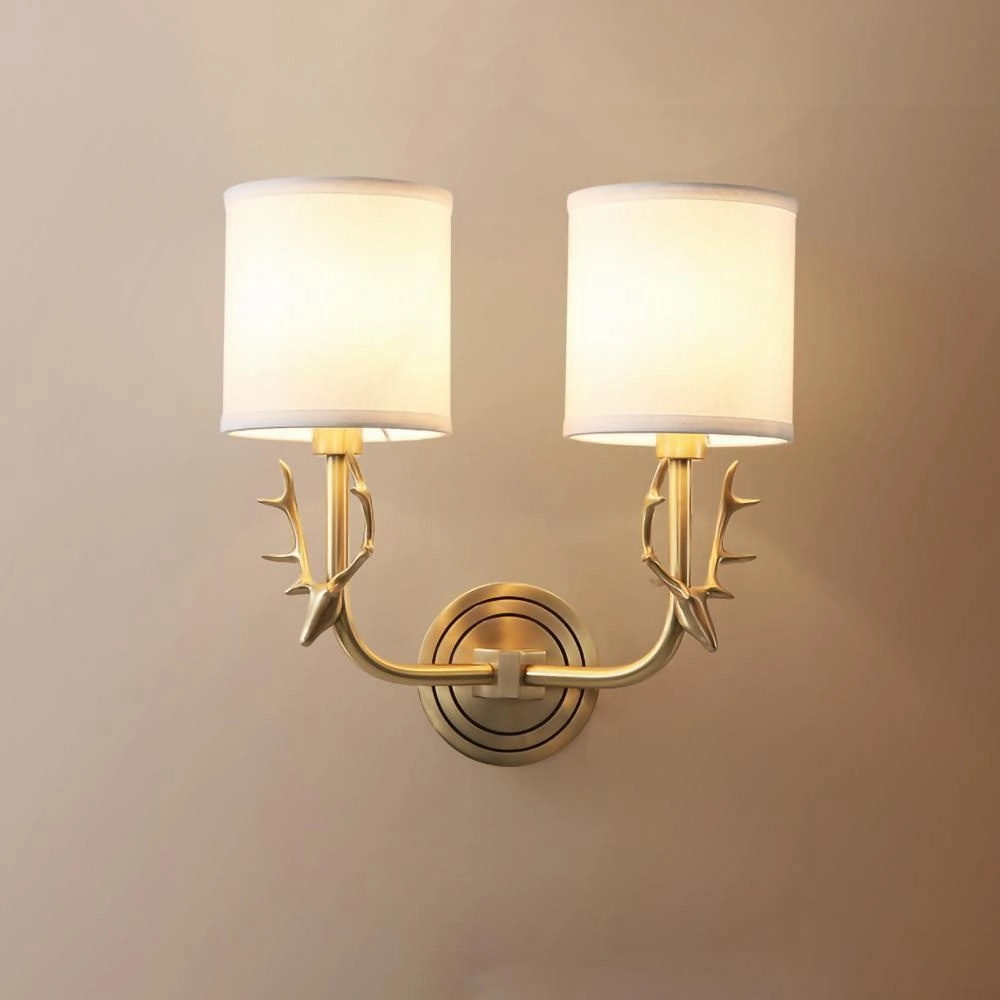 Brass Deer Head Wall Light