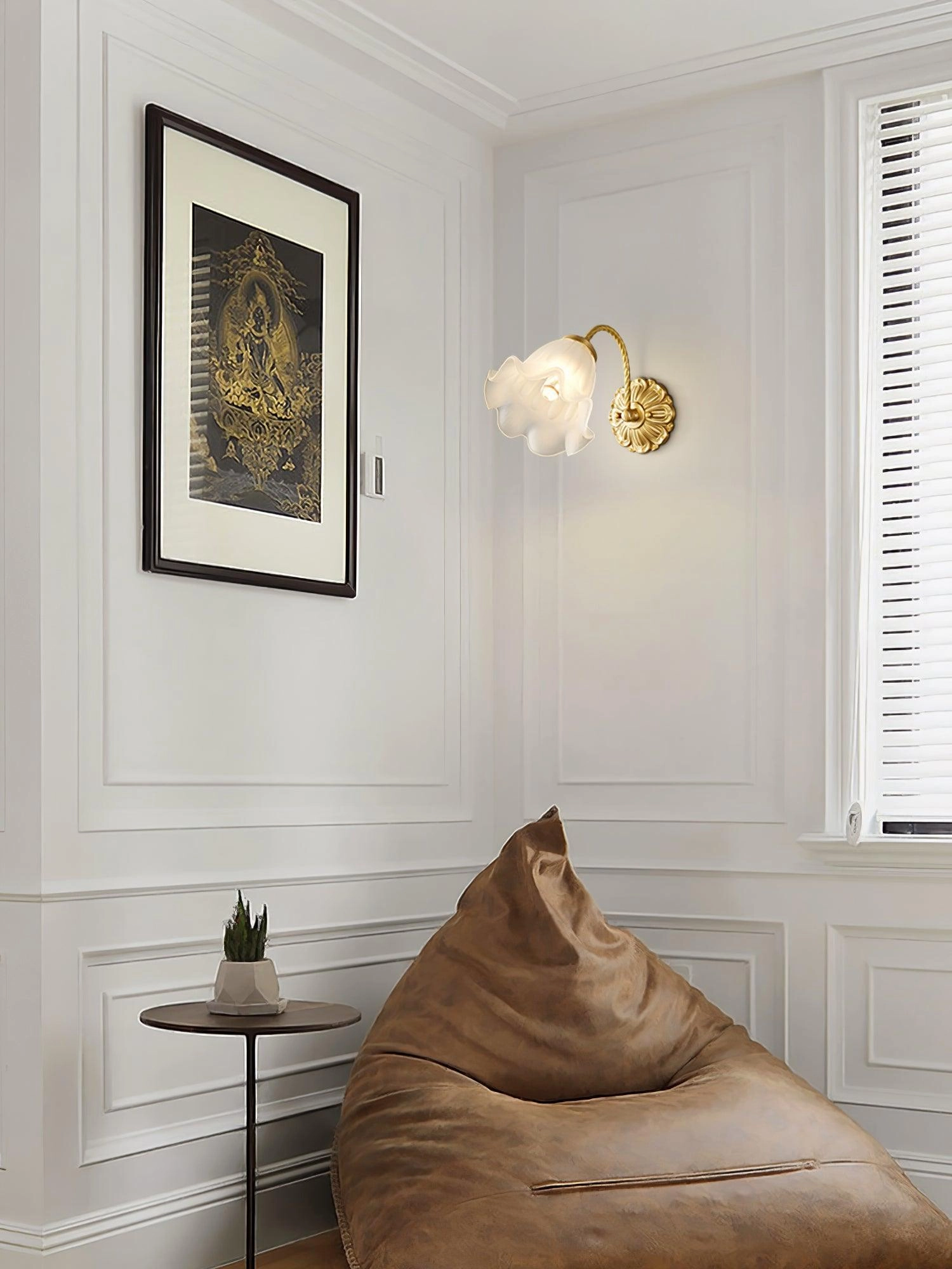 Brass Floral Glass Sconce