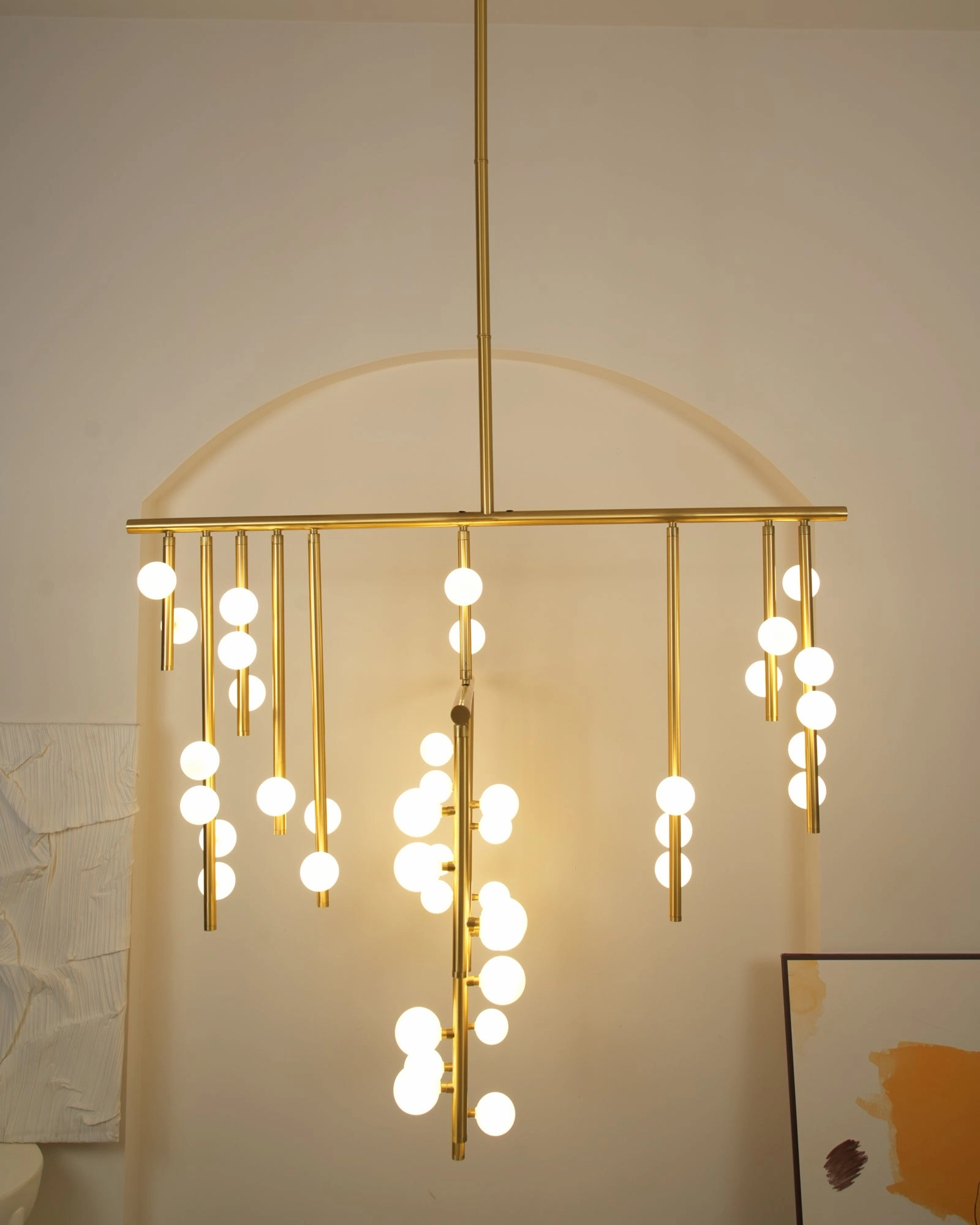 Brass Glass Drop Chandelier