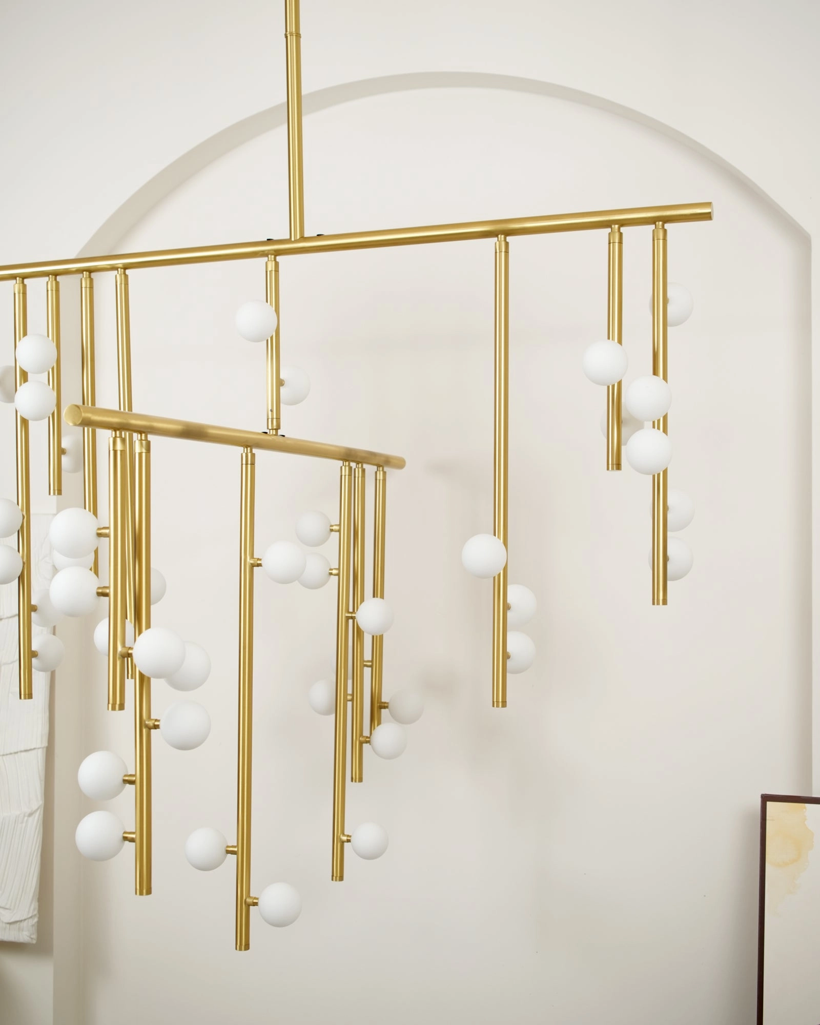 Brass Glass Drop Chandelier