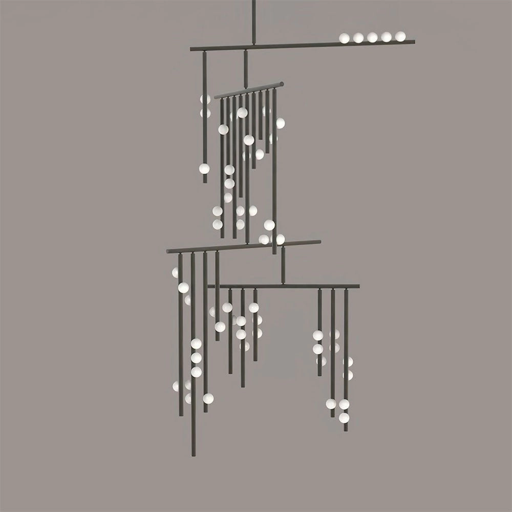 Brass Glass Drop Chandelier