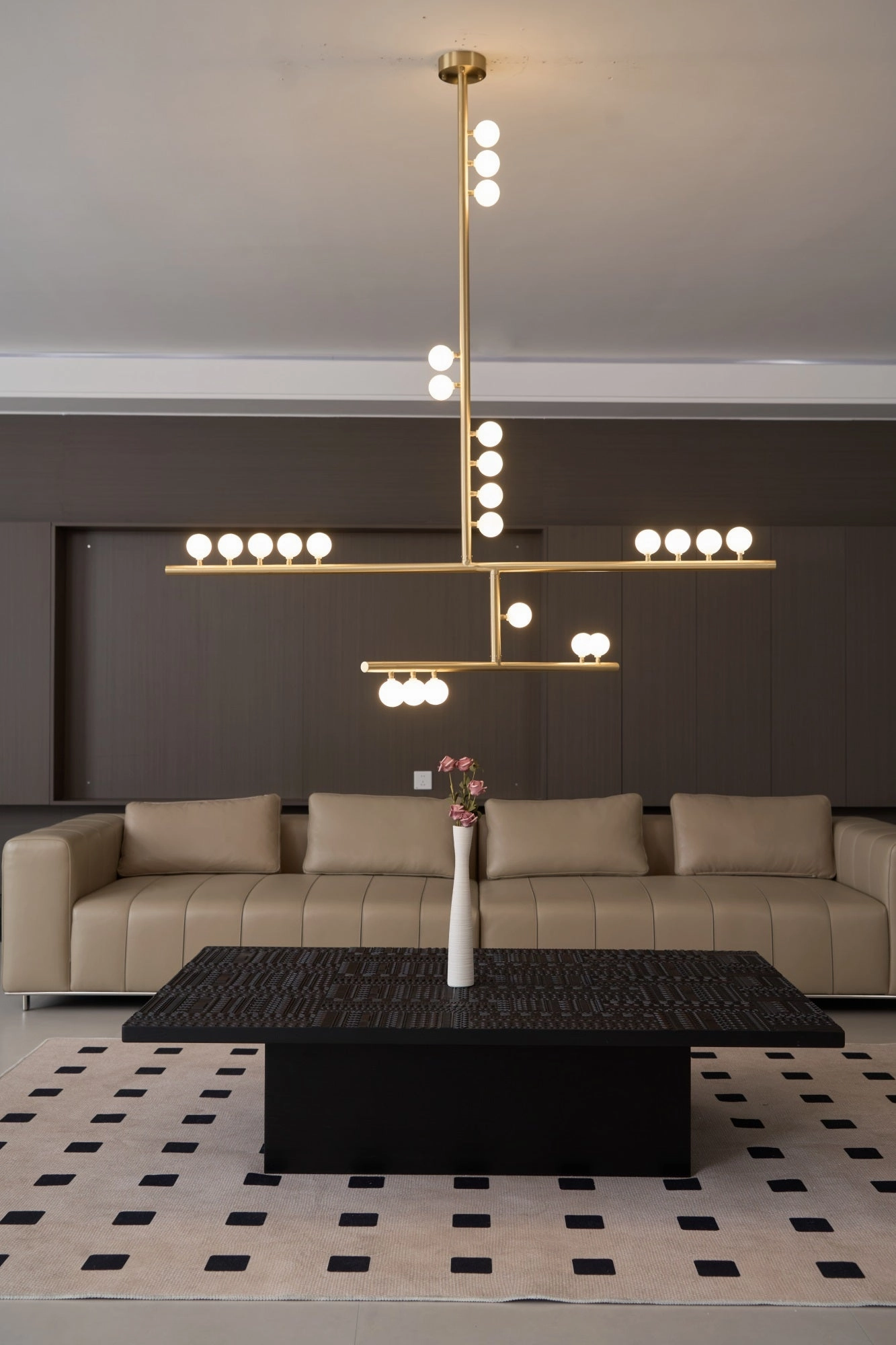 Brass Glass Drop Chandelier