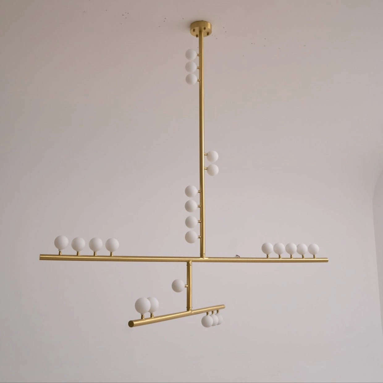 Brass Glass Drop Chandelier