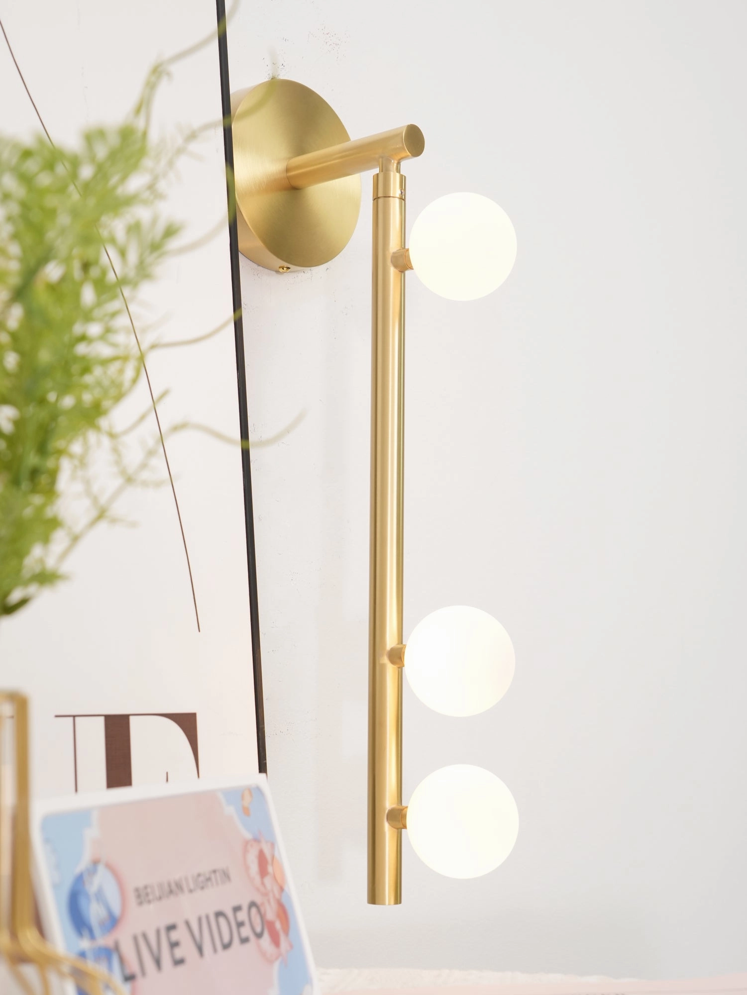 Brass Glass Tube Plug-in Wall Lamp