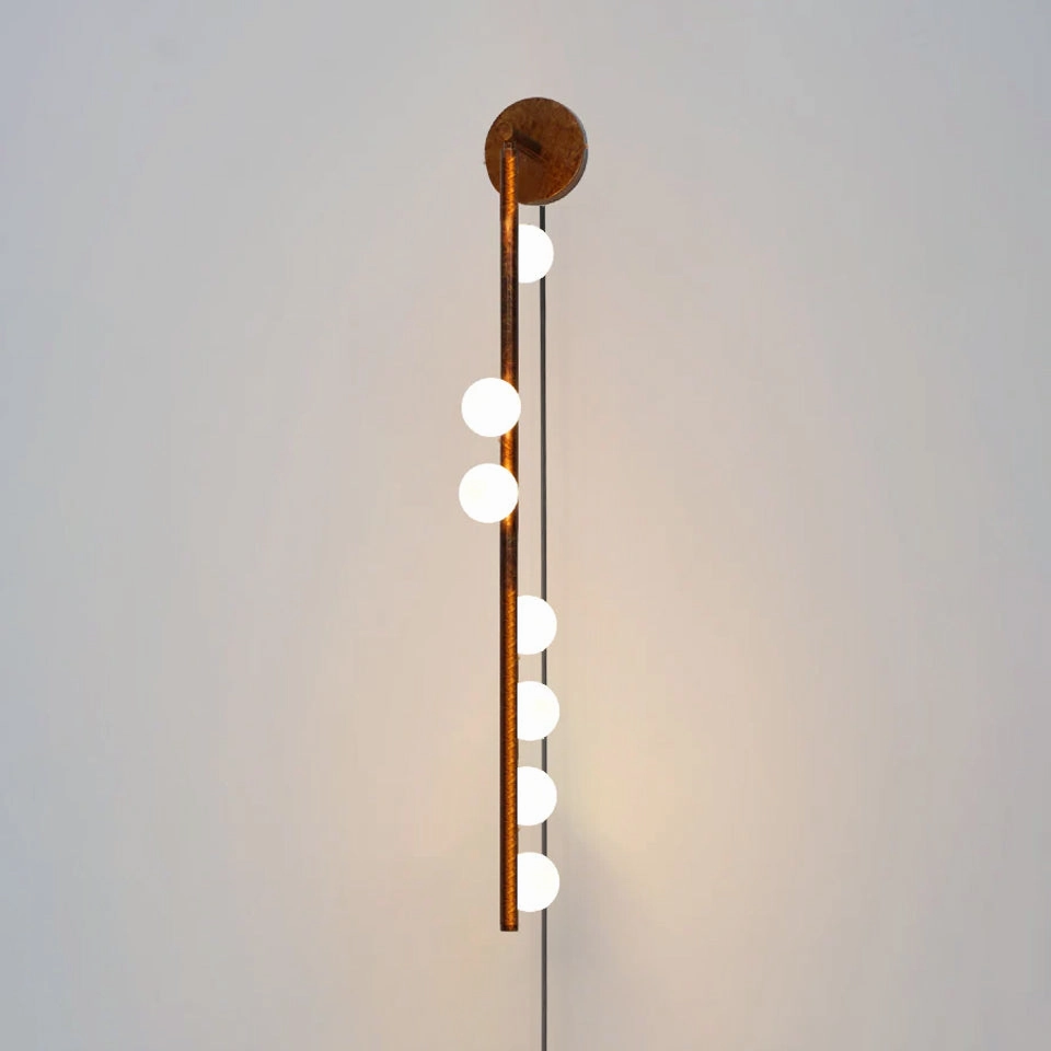 Brass Glass Tube Plug-in Wall Lamp