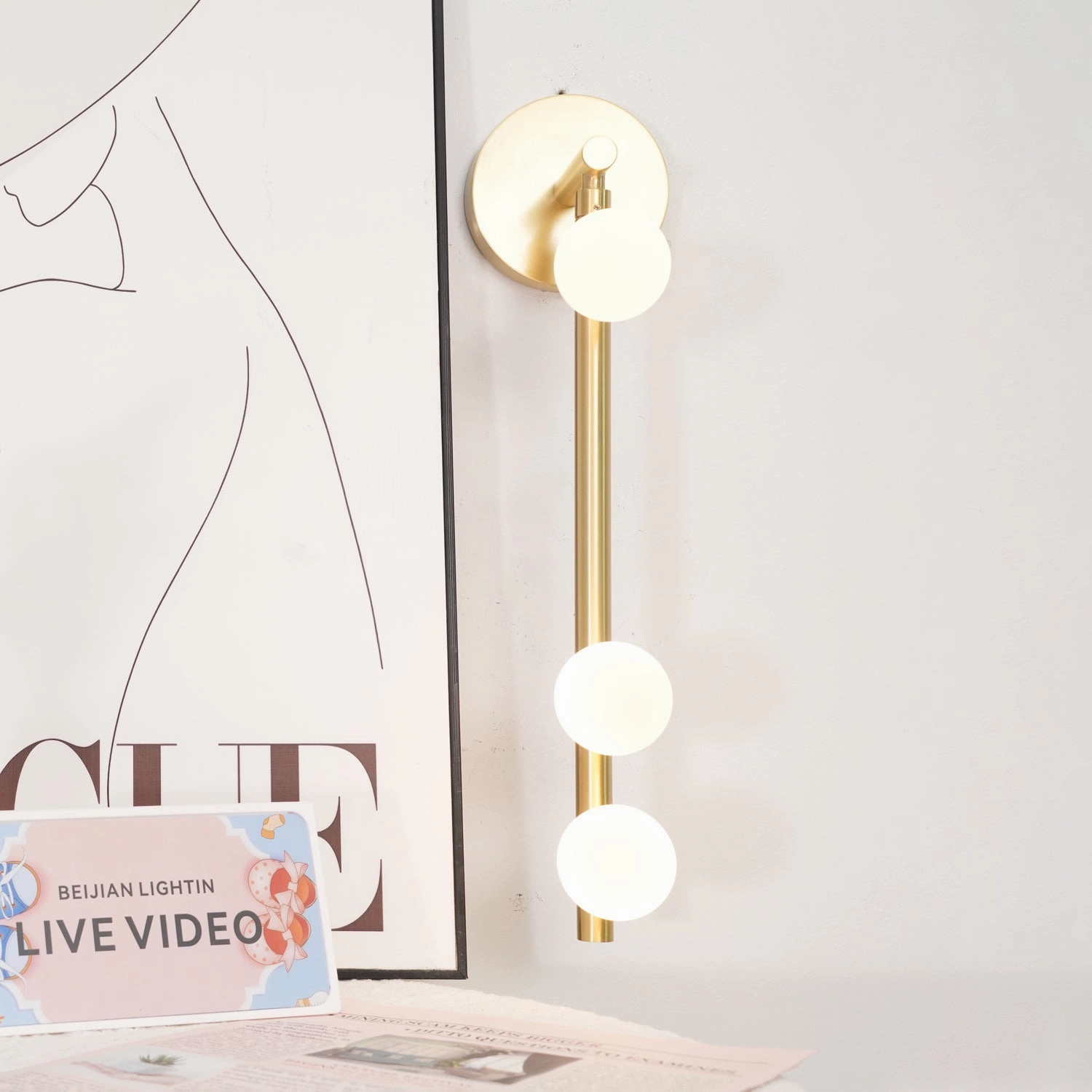 Brass Glass Tube Plug-in Wall Lamp