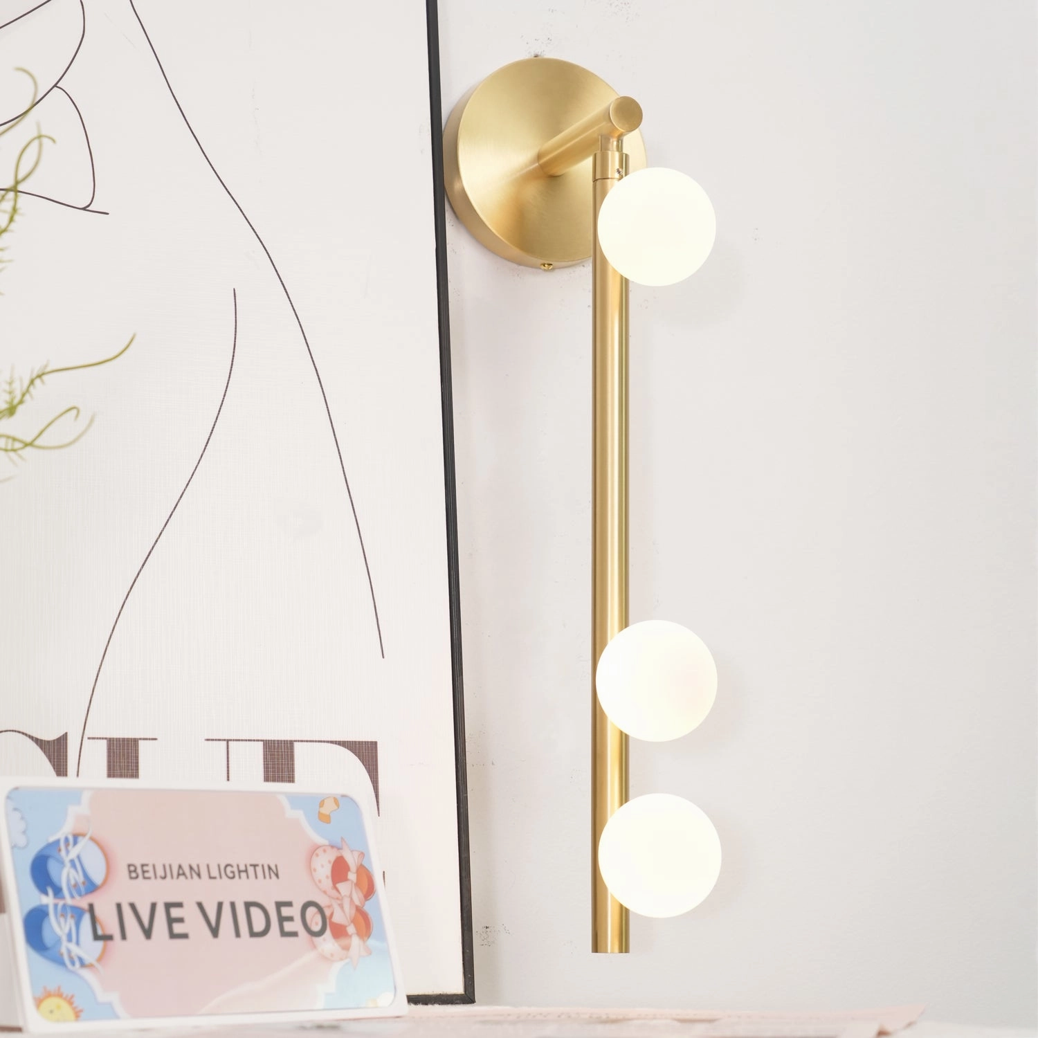 Brass Glass Tube Plug-in Wall Lamp