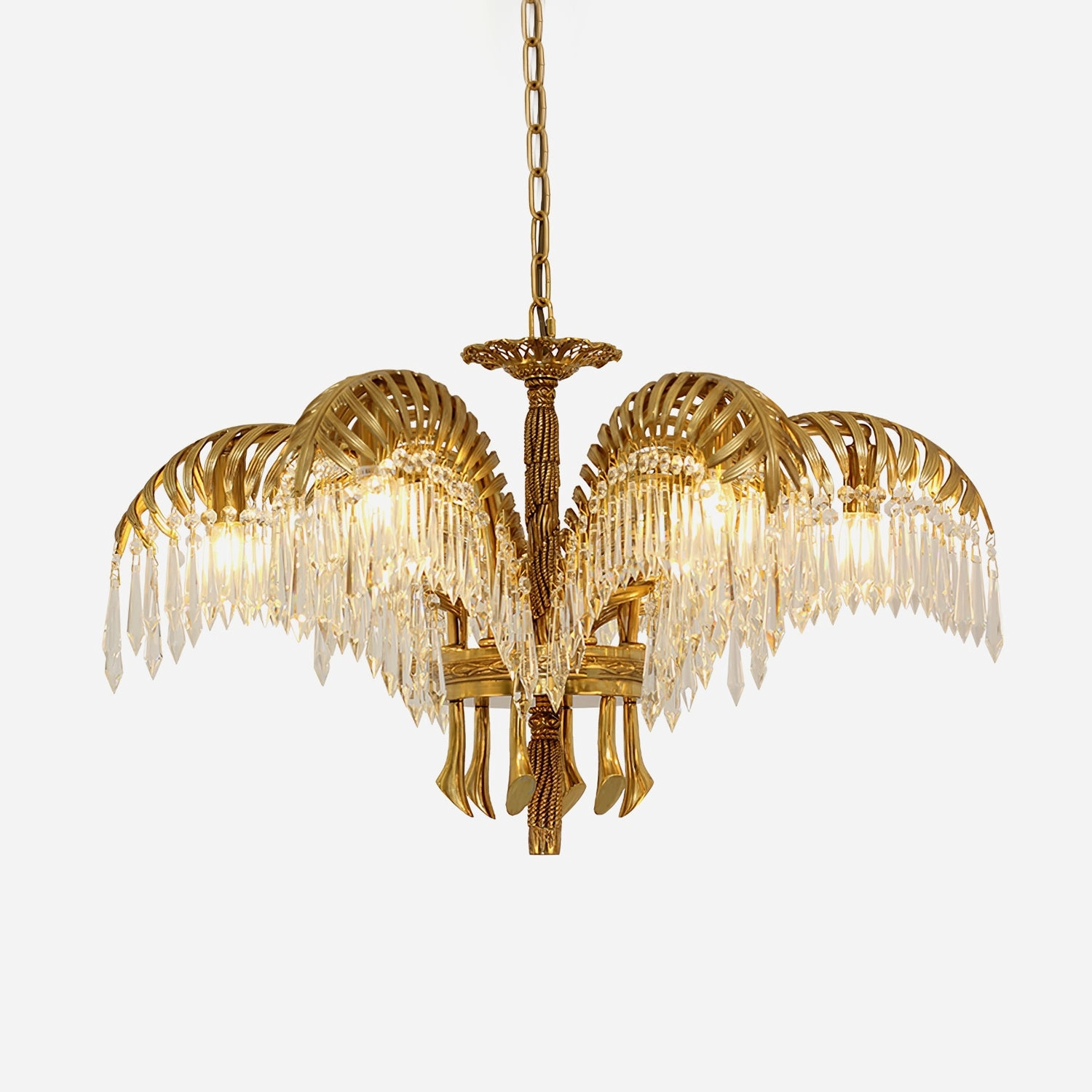 Brass Palm Leaf Crystal Chandelier chandelier,ceiling light,decorative lighting