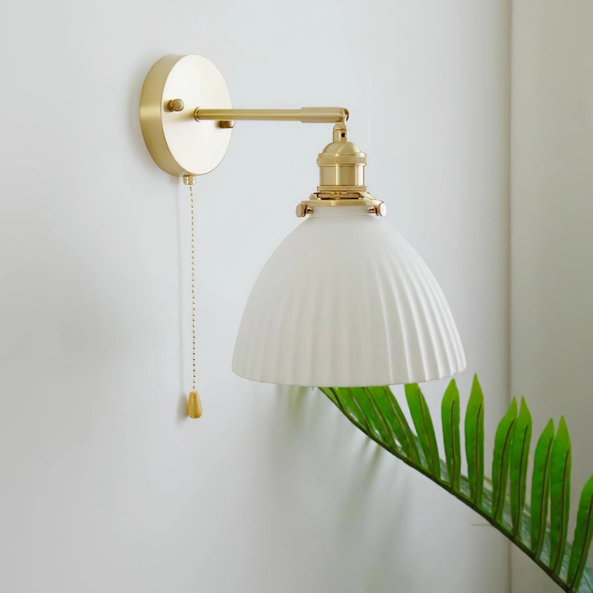 Brass Pleated Ceramic Wall Lamp