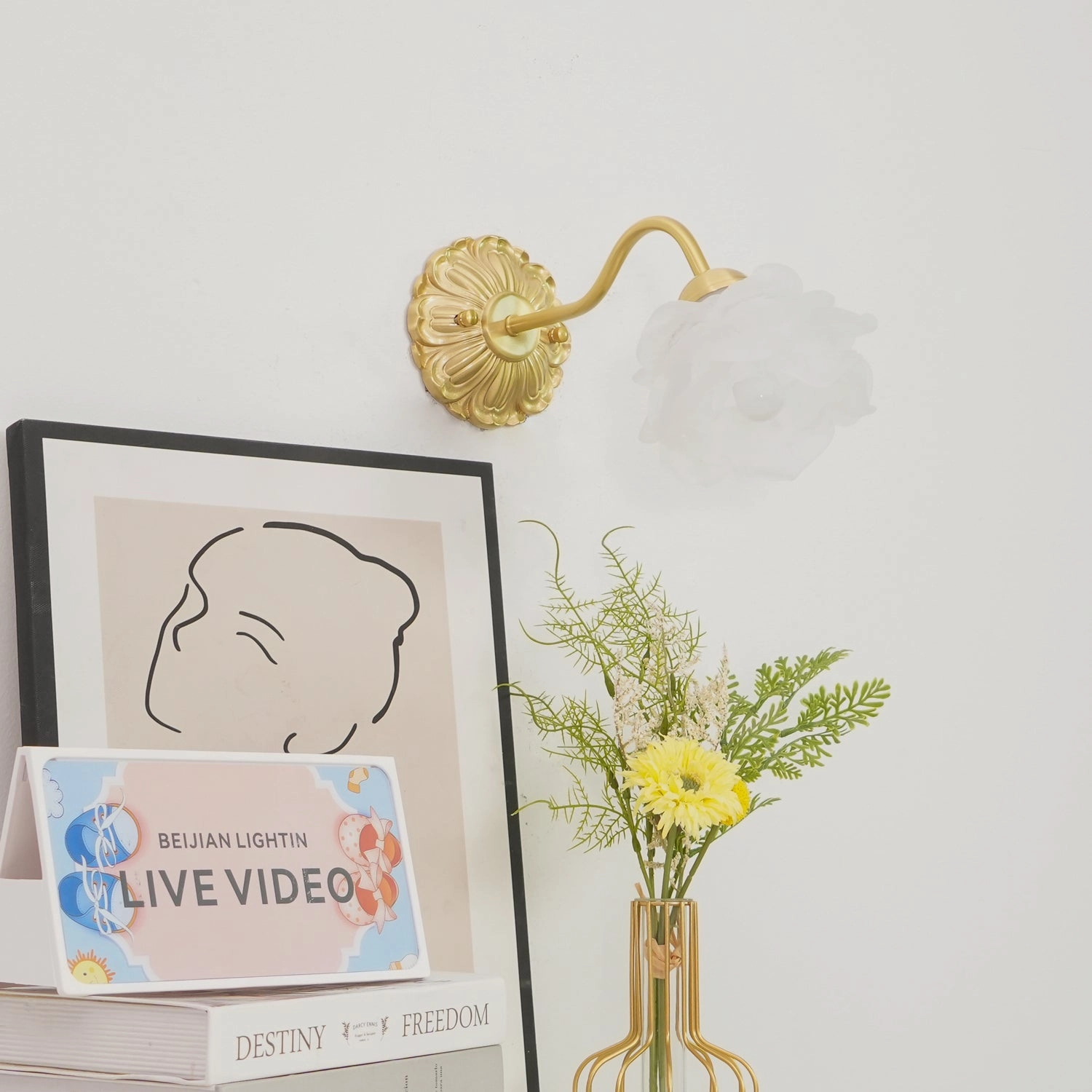 Brass Rose Wall Light