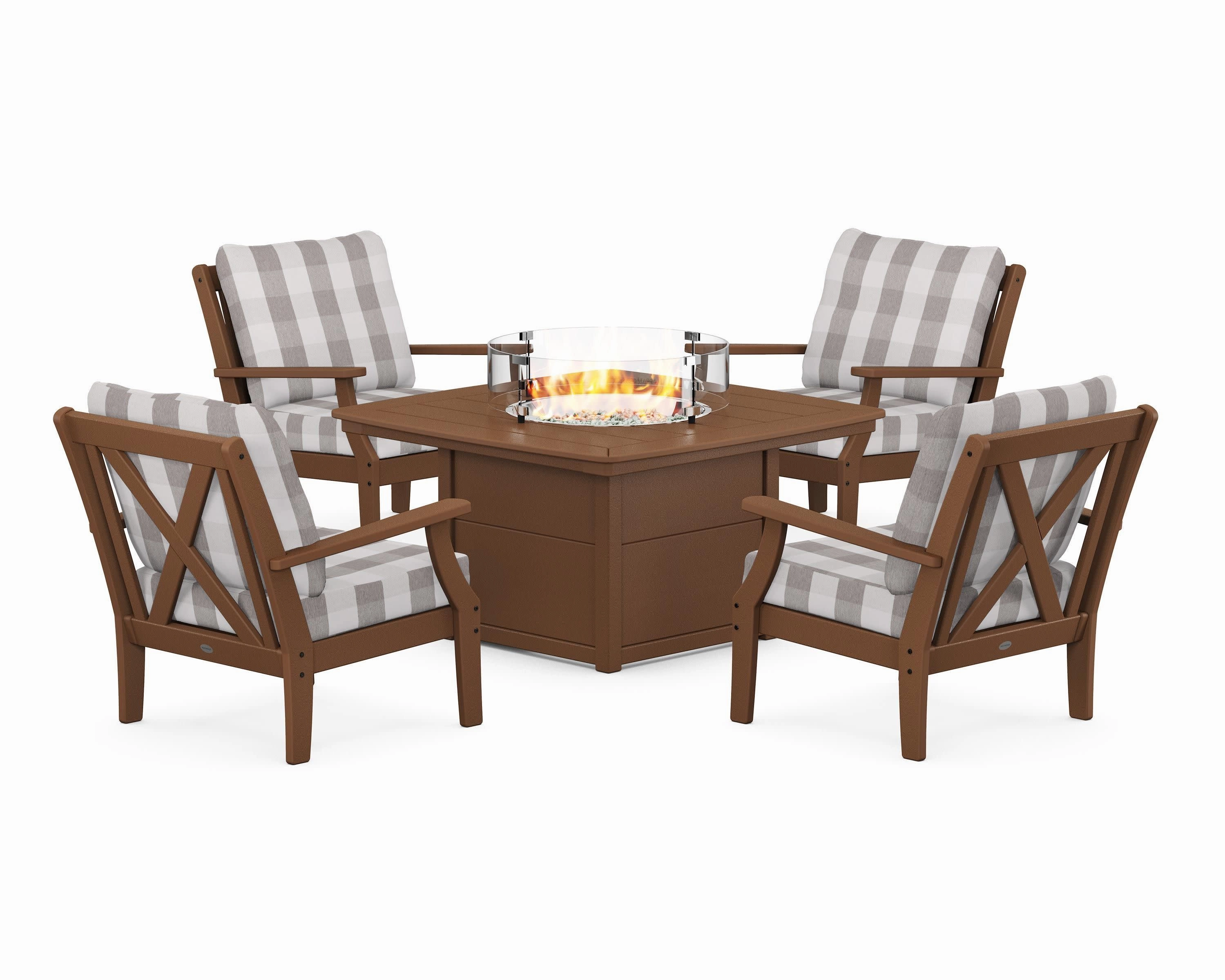 Braxton 5-Piece Deep Seating Conversation Set with Fire Pit Table