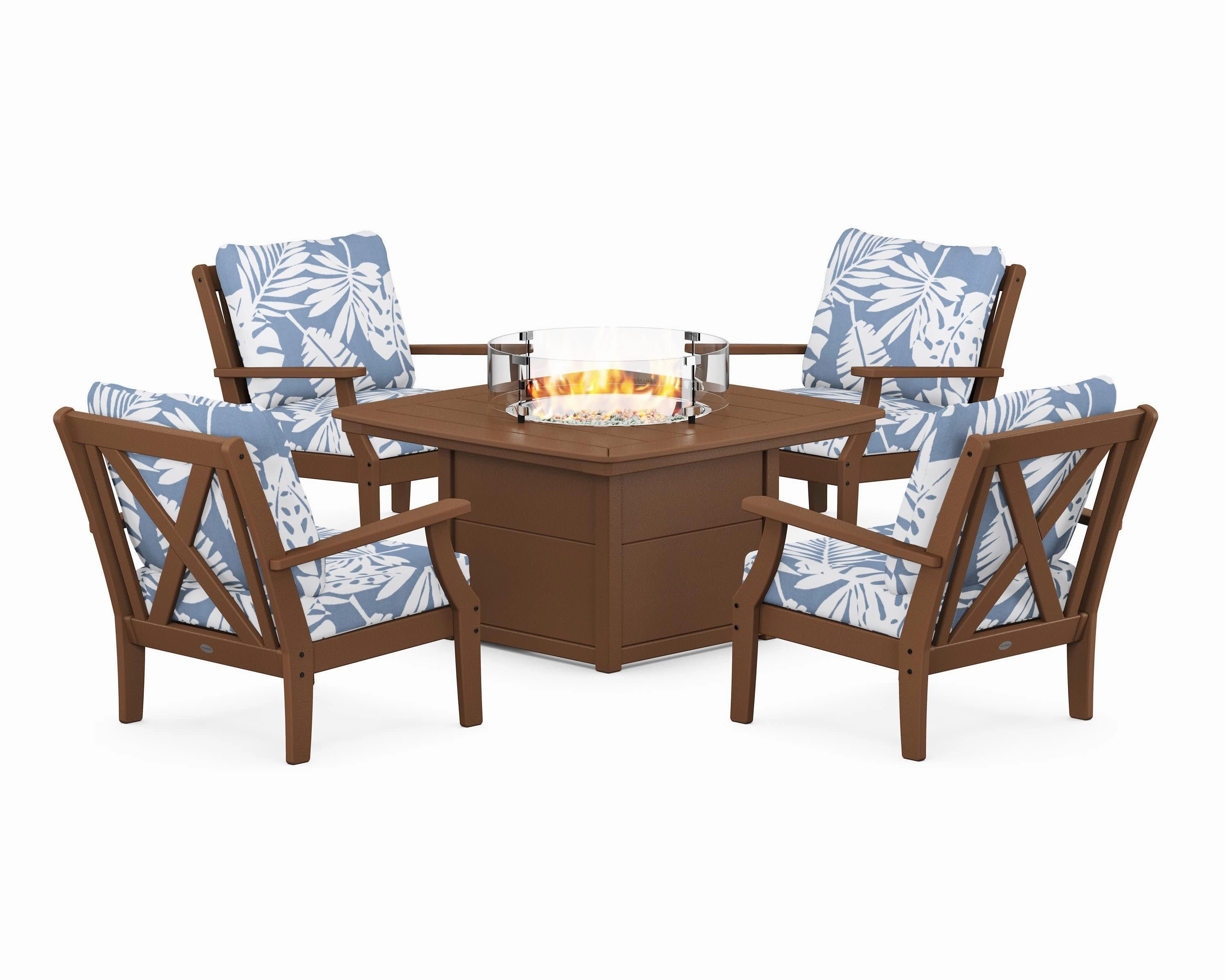 Braxton 5-Piece Deep Seating Conversation Set with Fire Pit Table
