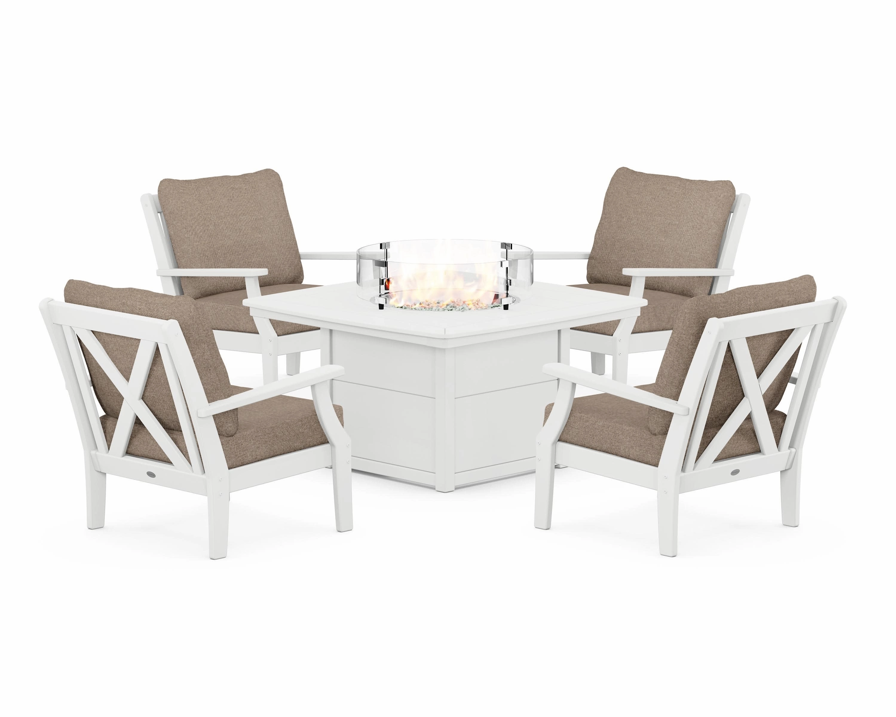 Braxton 5-Piece Deep Seating Conversation Set with Fire Pit Table