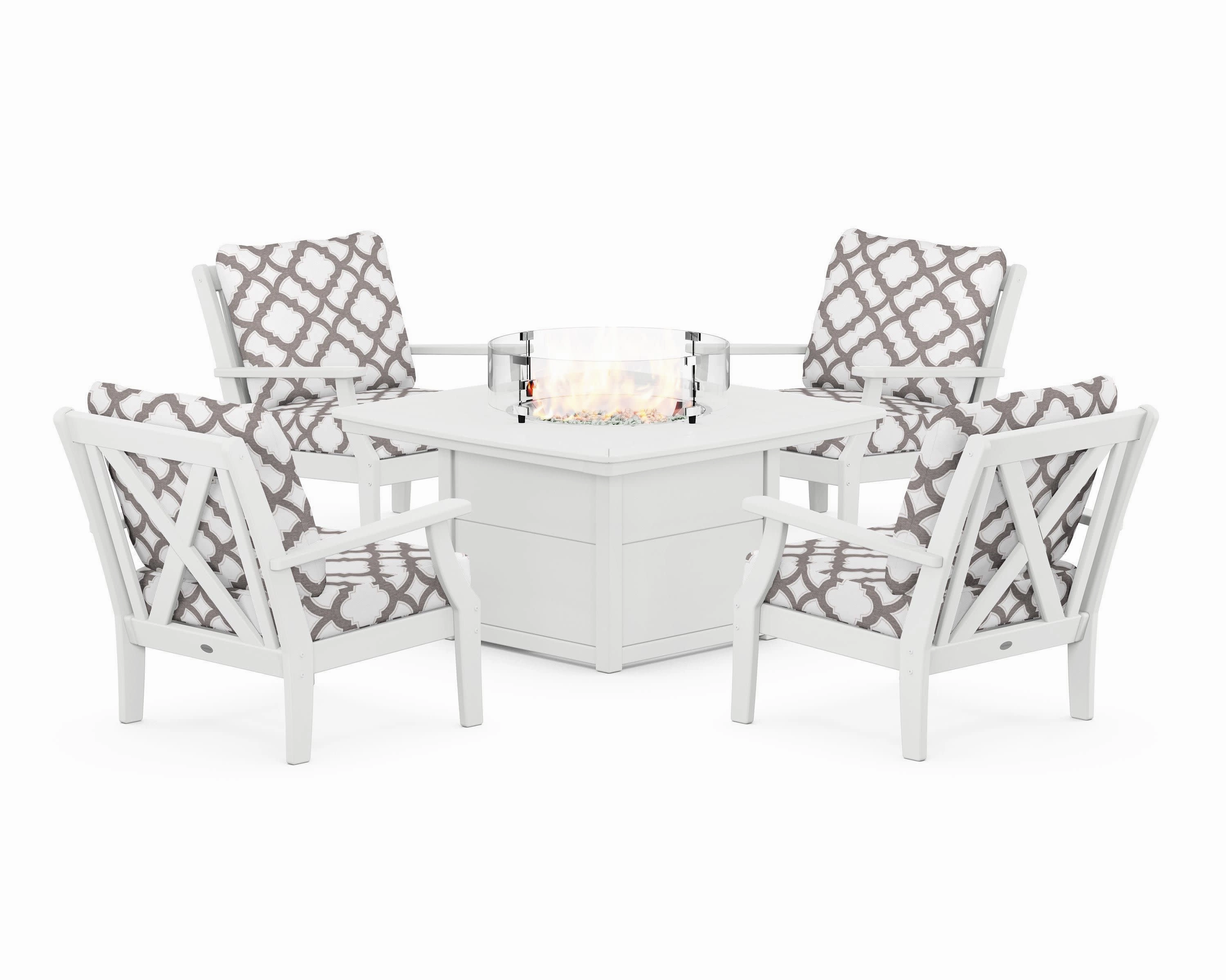 Braxton 5-Piece Deep Seating Conversation Set with Fire Pit Table