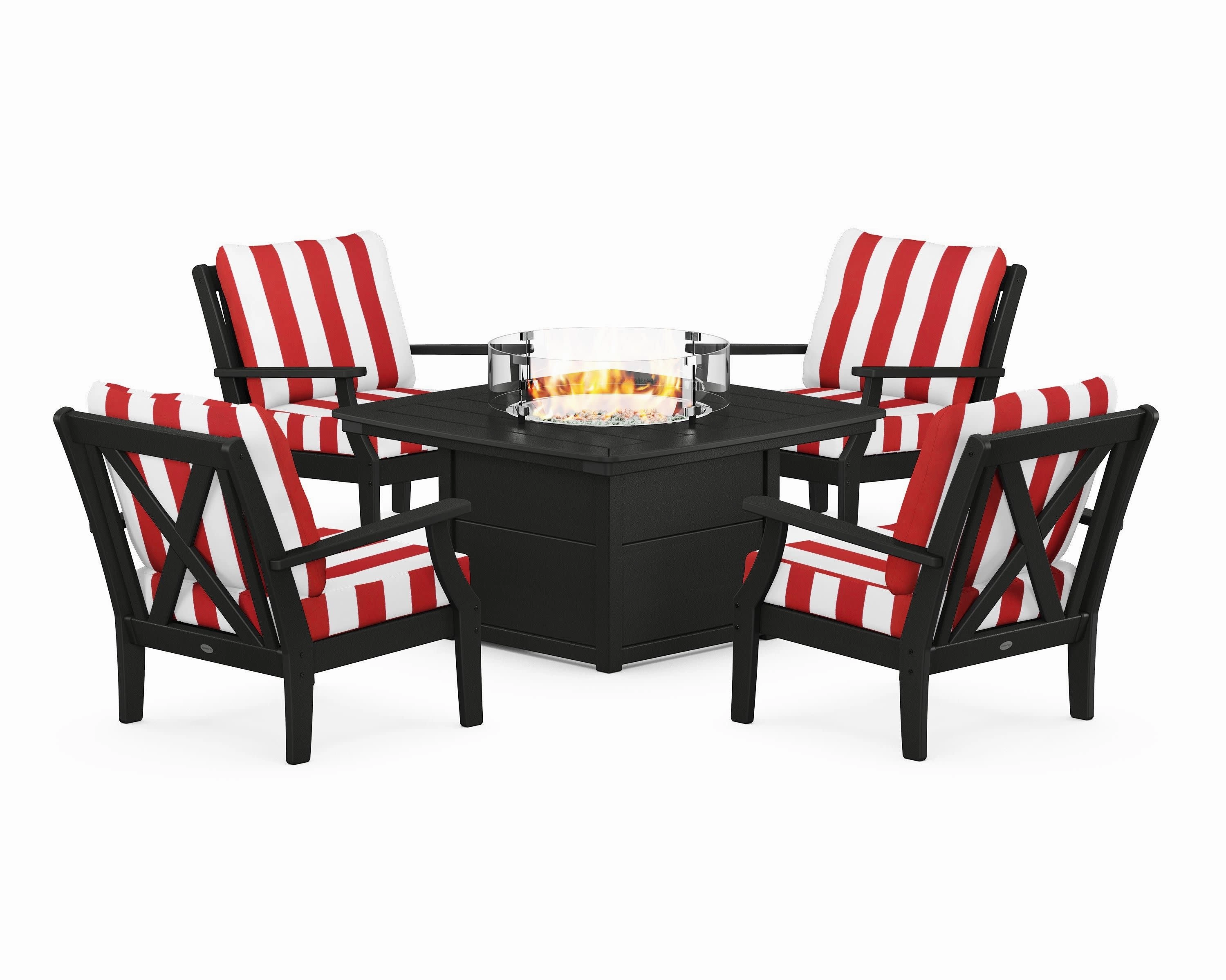 Braxton 5-Piece Deep Seating Conversation Set with Fire Pit Table
