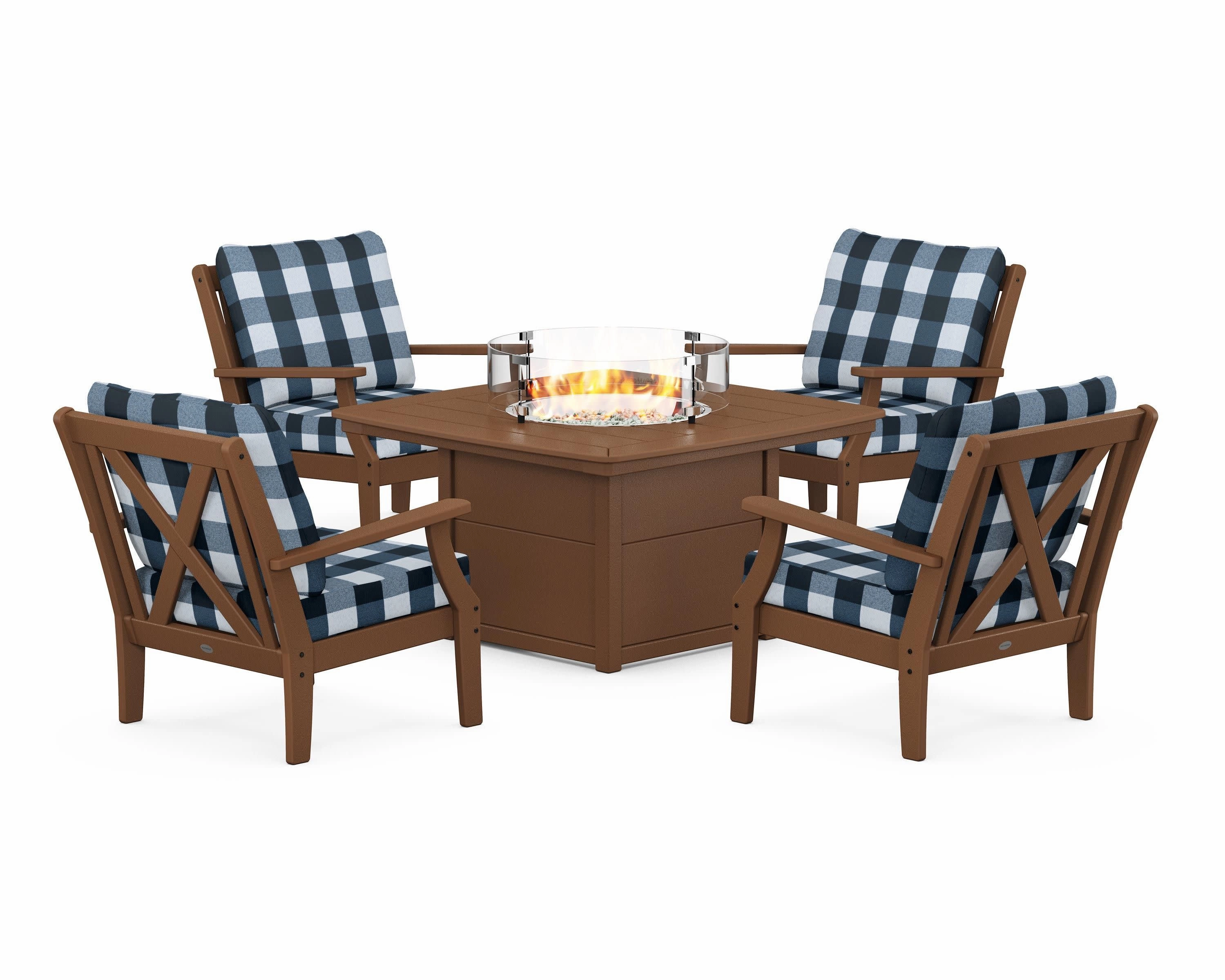 Braxton 5-Piece Deep Seating Conversation Set with Fire Pit Table