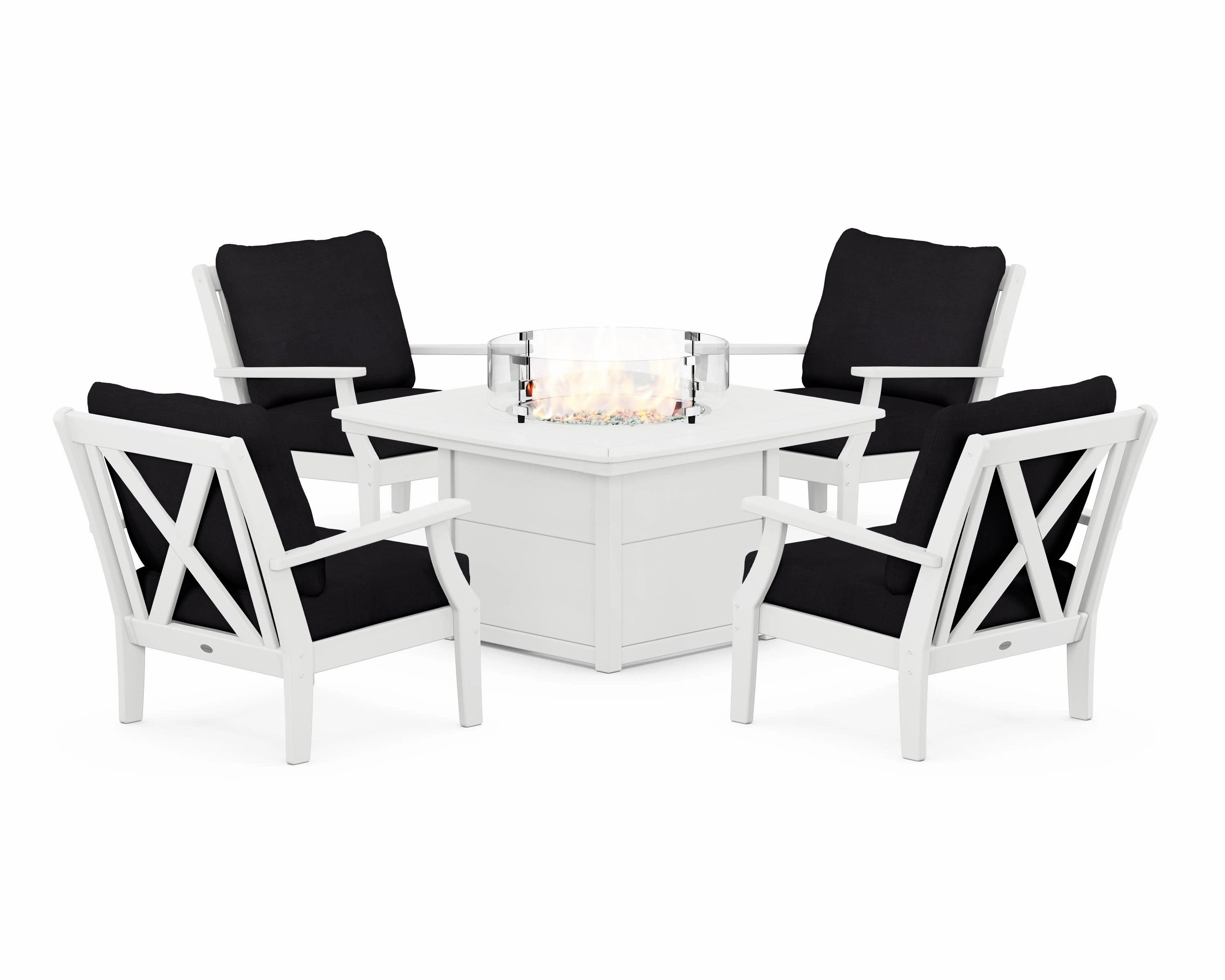 Braxton 5-Piece Deep Seating Conversation Set with Fire Pit Table