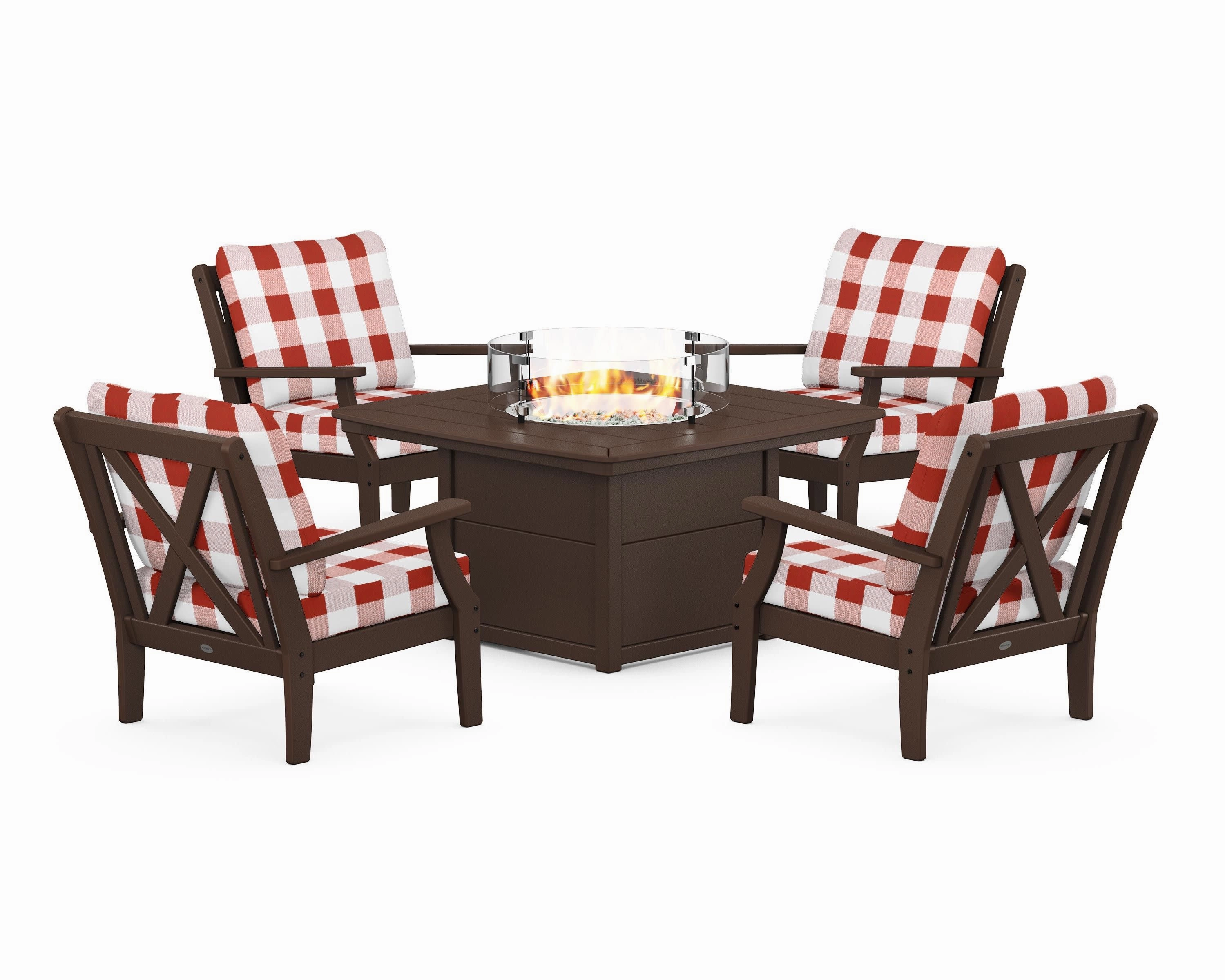 Braxton 5-Piece Deep Seating Conversation Set with Fire Pit Table