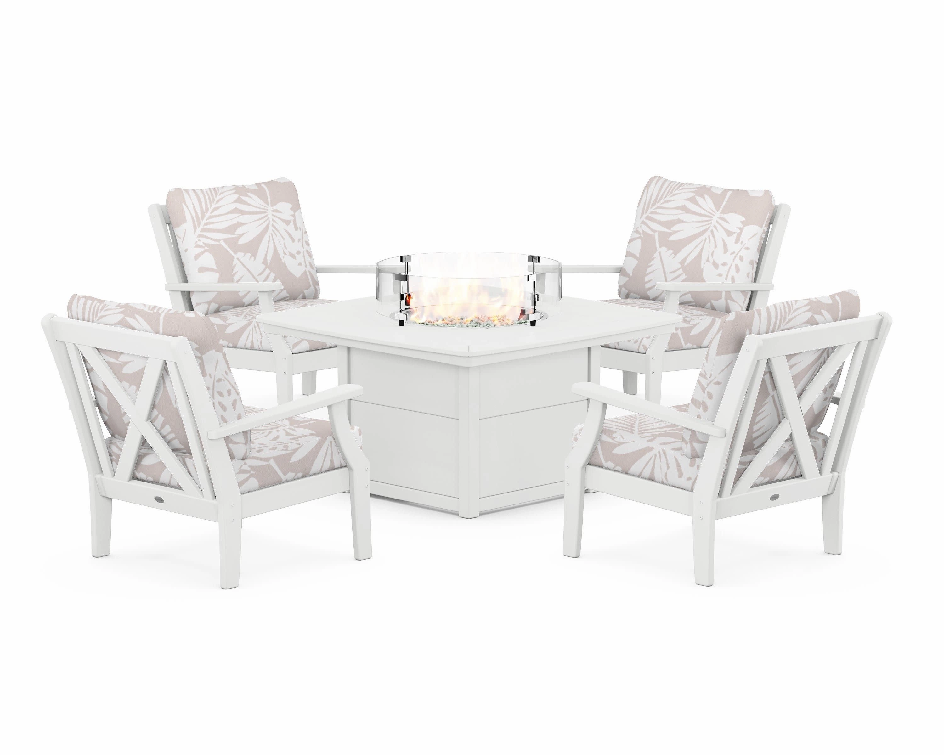Braxton 5-Piece Deep Seating Conversation Set with Fire Pit Table