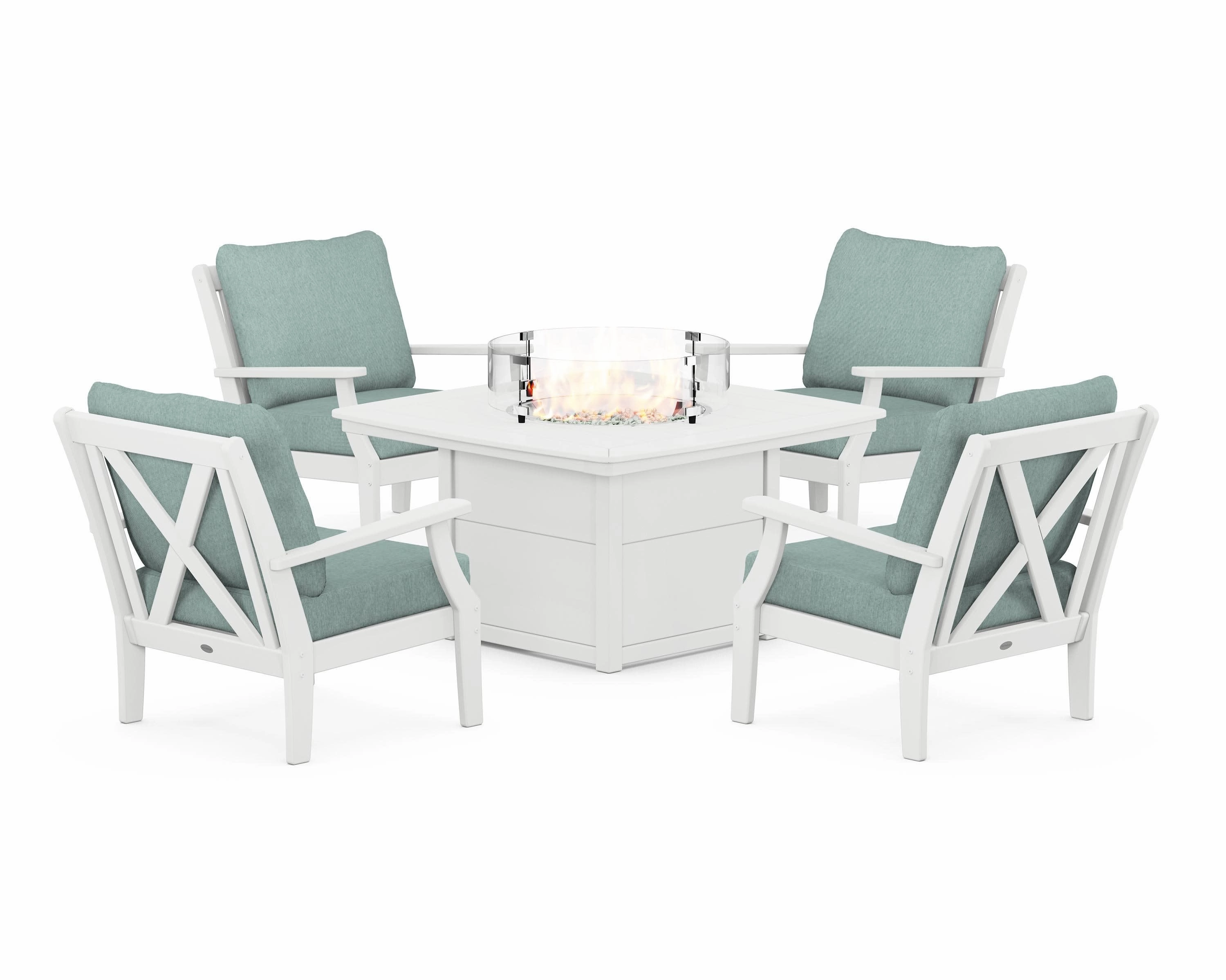 Braxton 5-Piece Deep Seating Conversation Set with Fire Pit Table