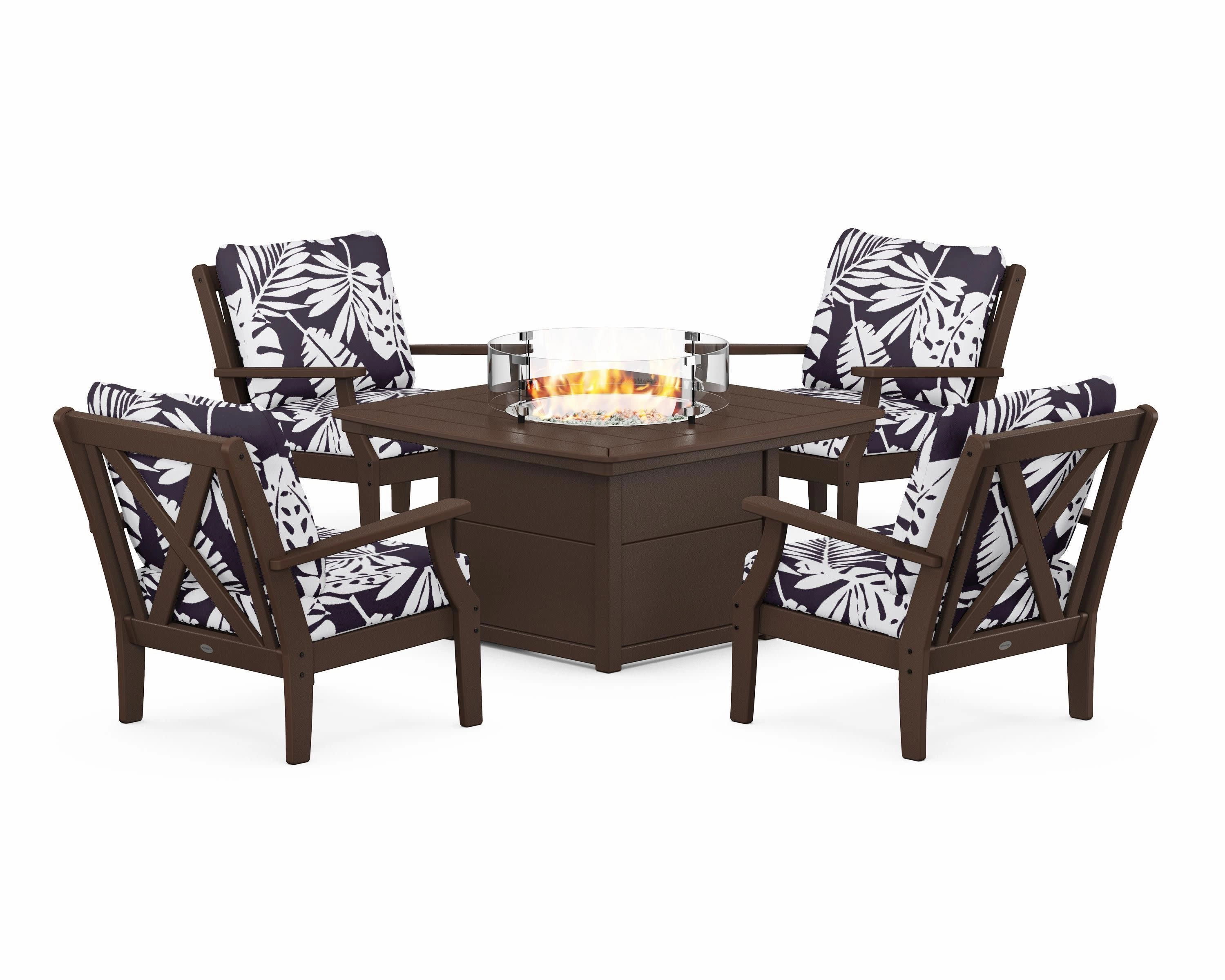 Braxton 5-Piece Deep Seating Conversation Set with Fire Pit Table