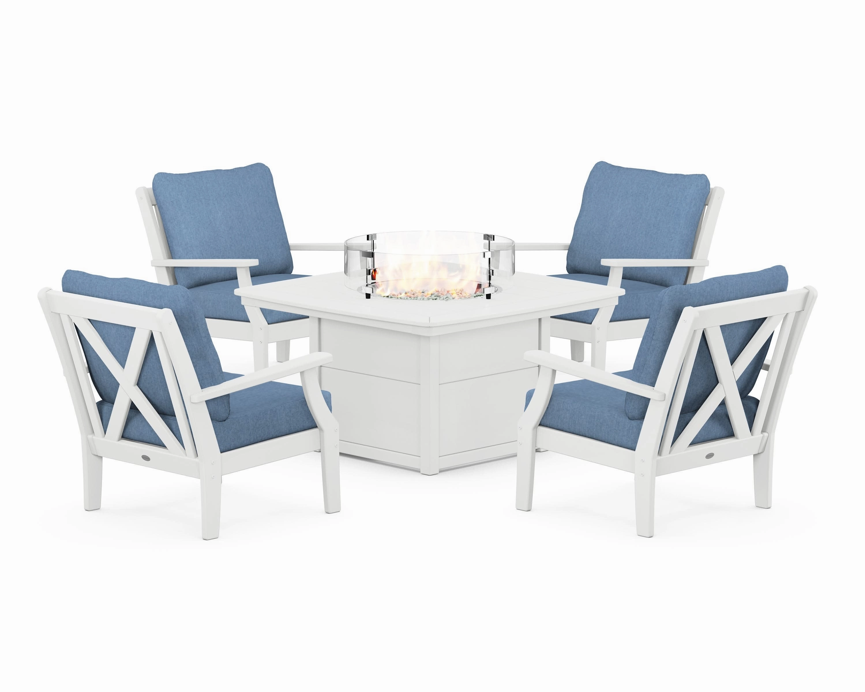Braxton 5-Piece Deep Seating Conversation Set with Fire Pit Table