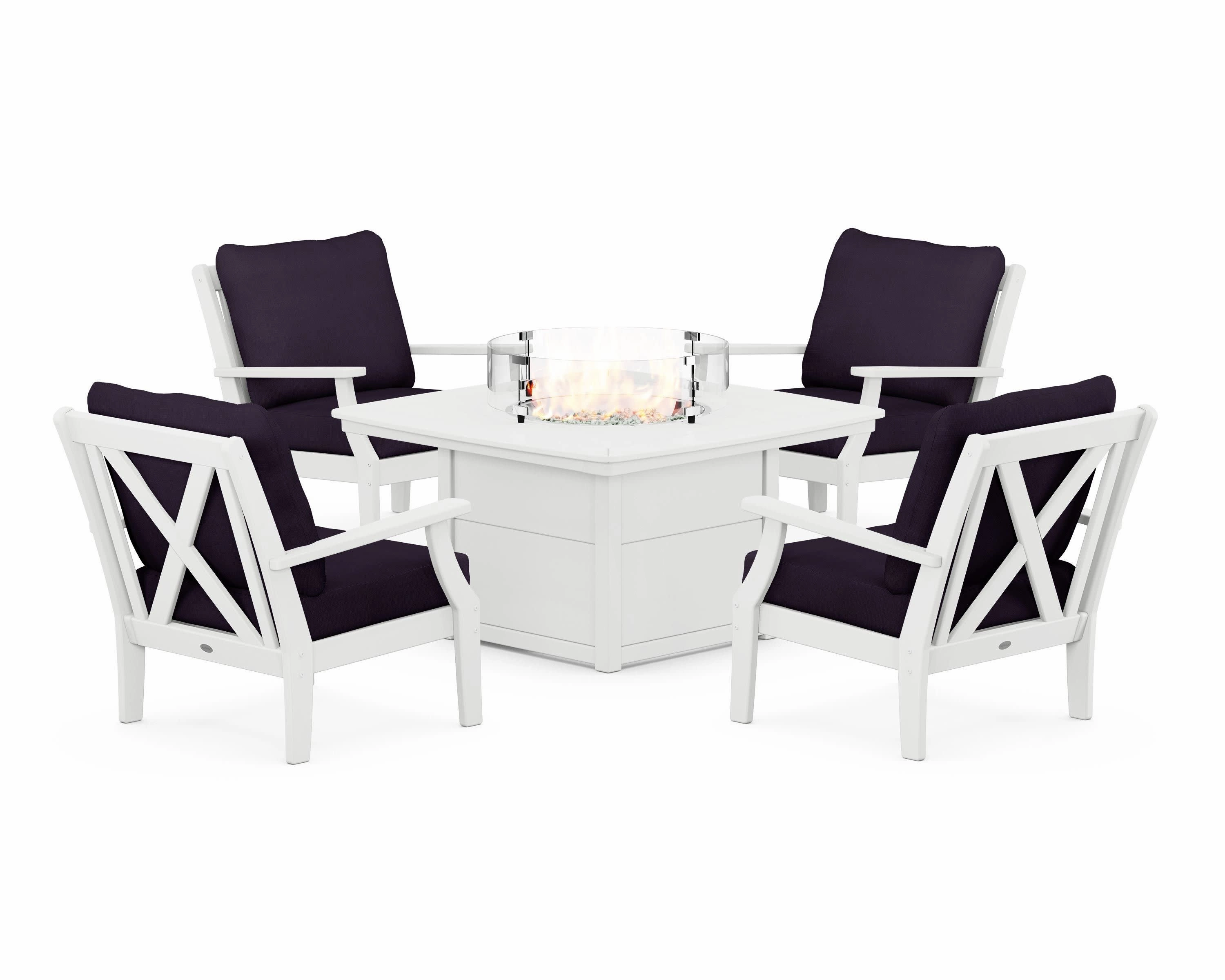 Braxton 5-Piece Deep Seating Conversation Set with Fire Pit Table