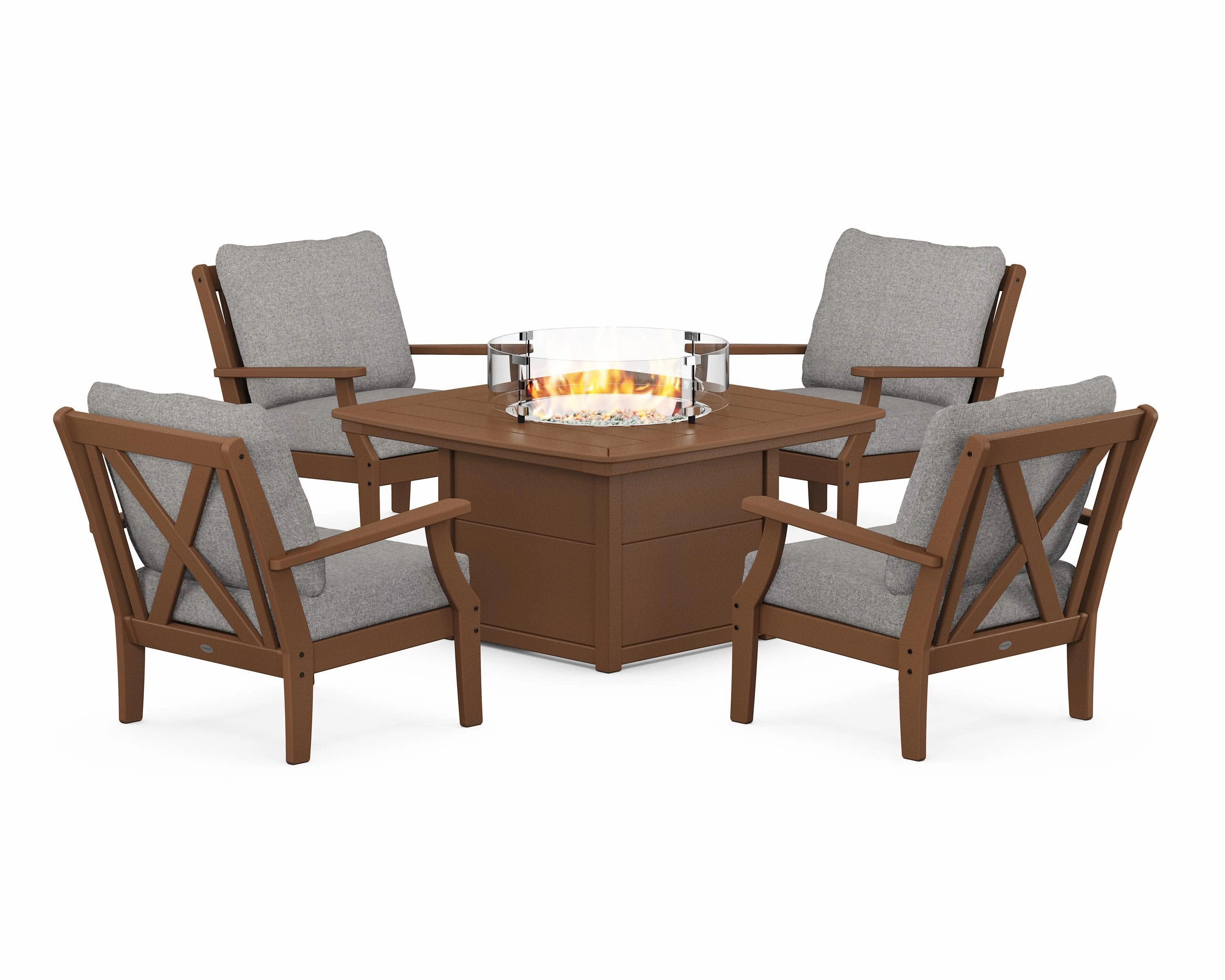 Braxton 5-Piece Deep Seating Conversation Set with Fire Pit Table