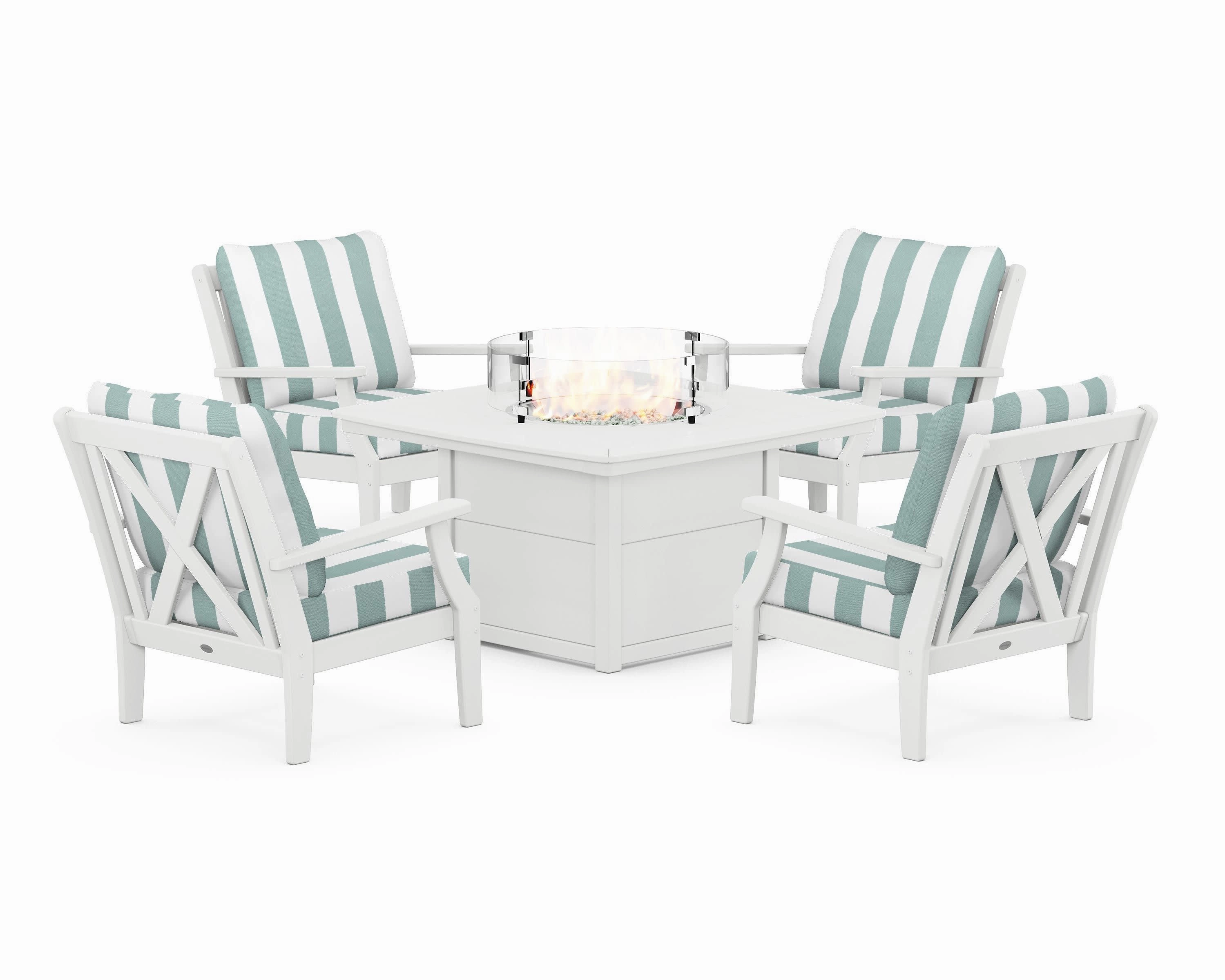 Braxton 5-Piece Deep Seating Conversation Set with Fire Pit Table