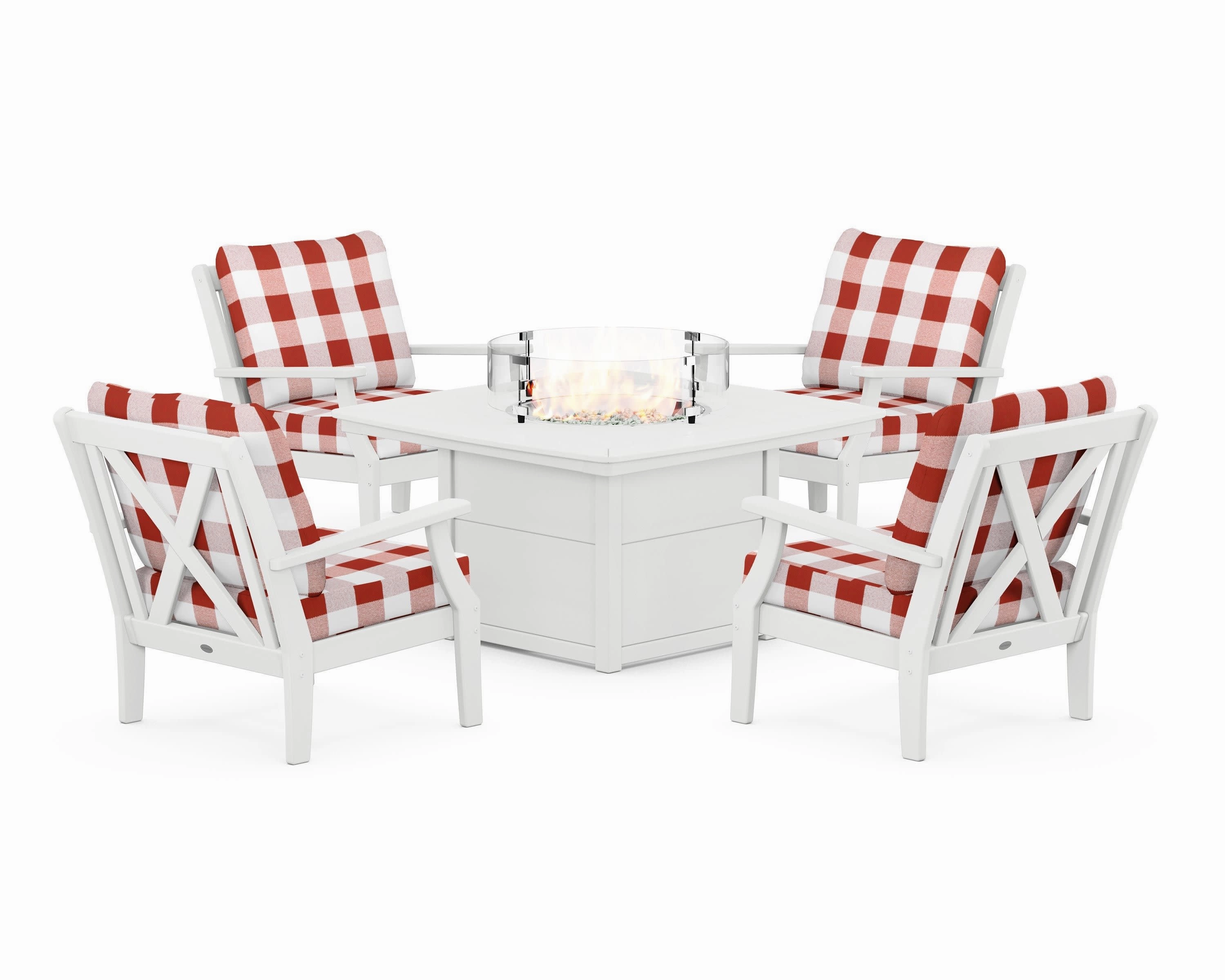 Braxton 5-Piece Deep Seating Conversation Set with Fire Pit Table