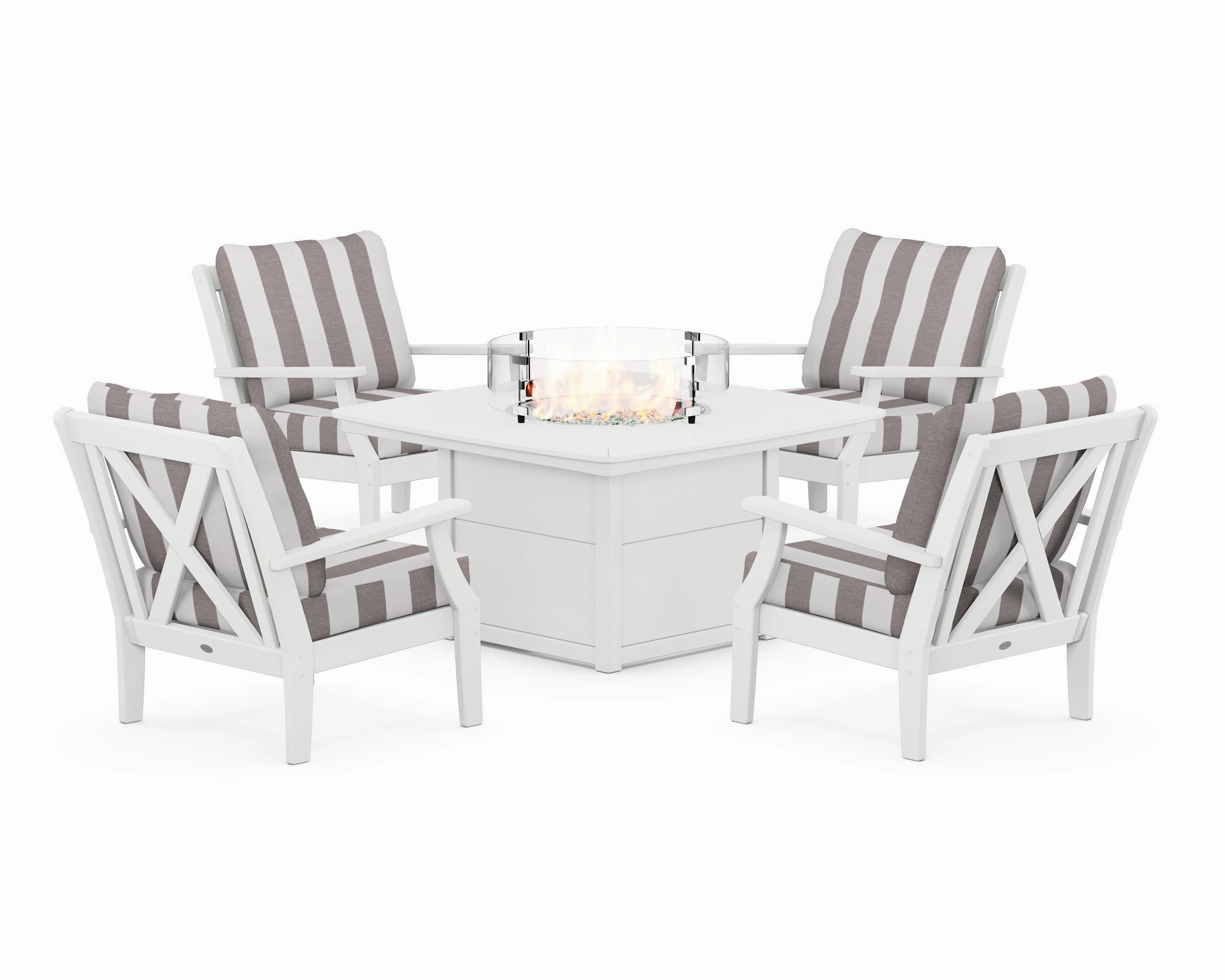 Braxton 5-Piece Deep Seating Conversation Set with Fire Pit Table