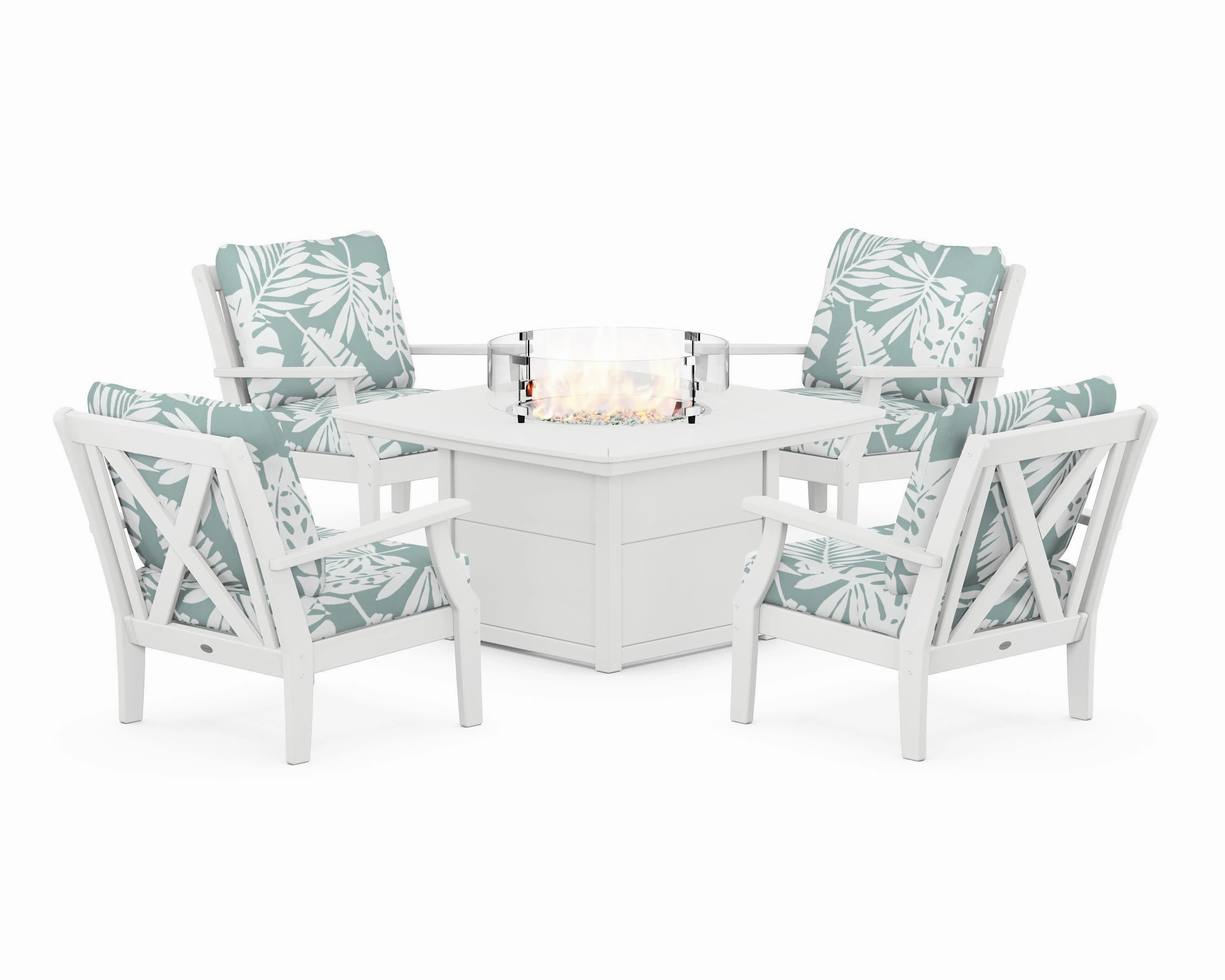 Braxton 5-Piece Deep Seating Conversation Set with Fire Pit Table