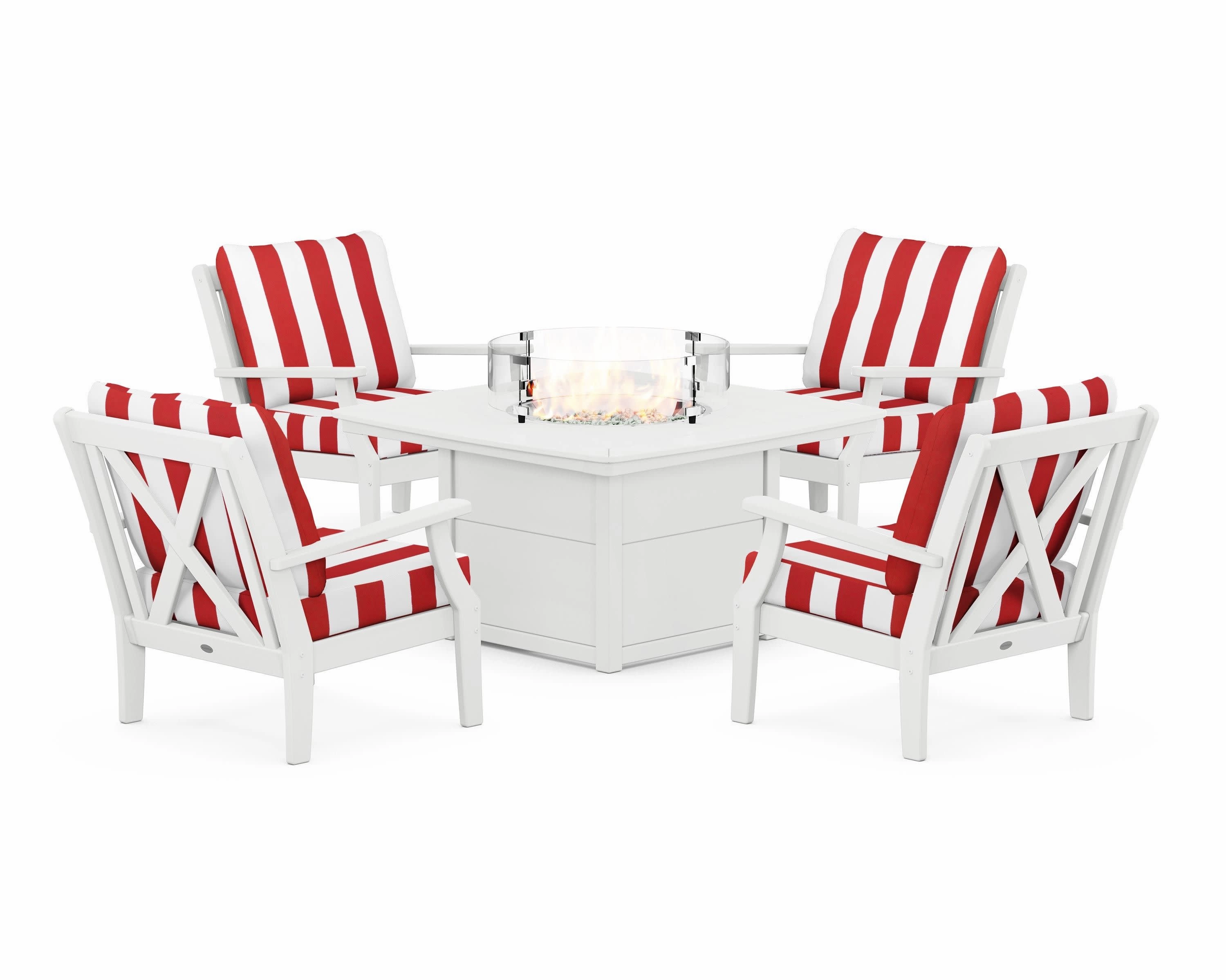 Braxton 5-Piece Deep Seating Conversation Set with Fire Pit Table