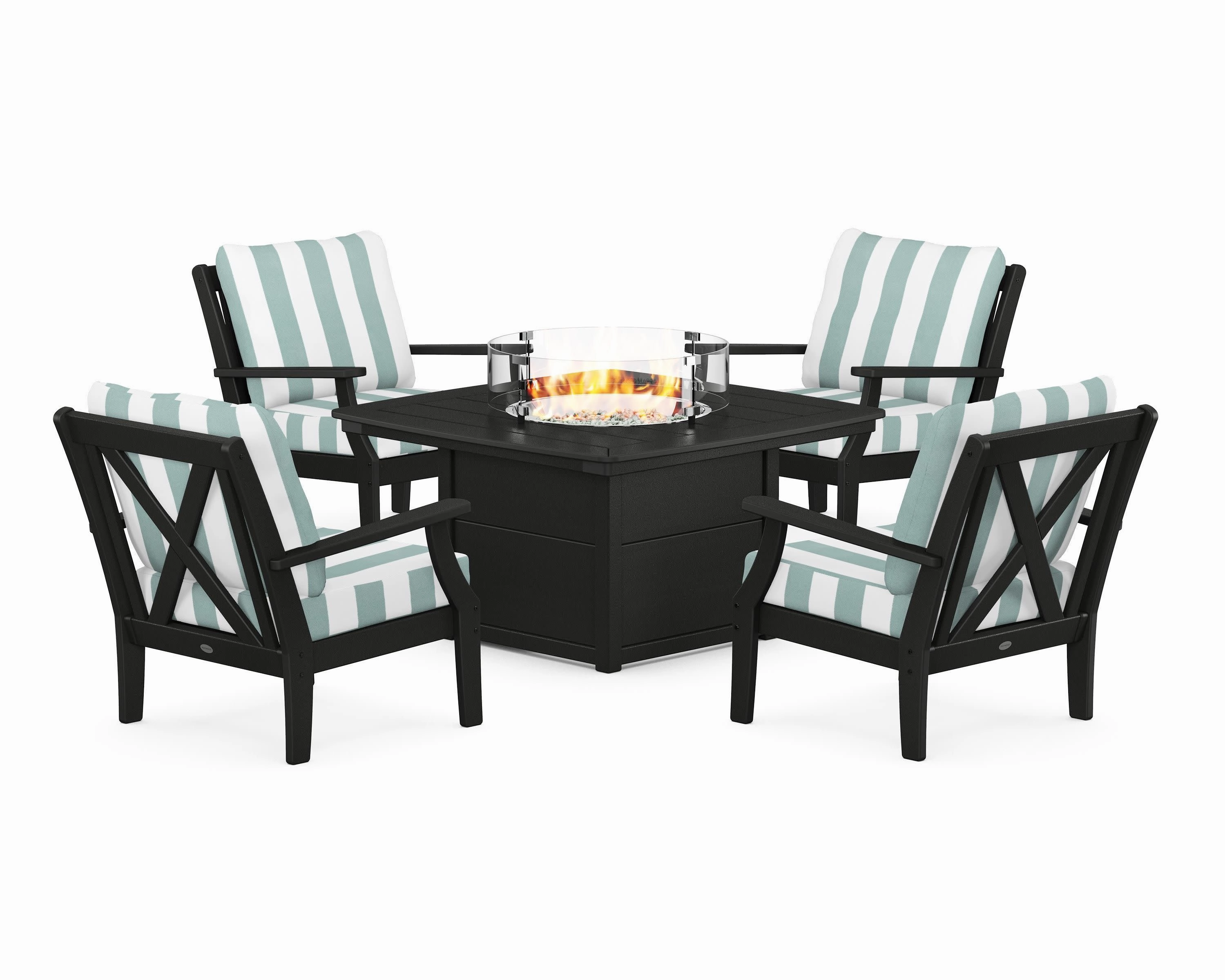 Braxton 5-Piece Deep Seating Conversation Set with Fire Pit Table