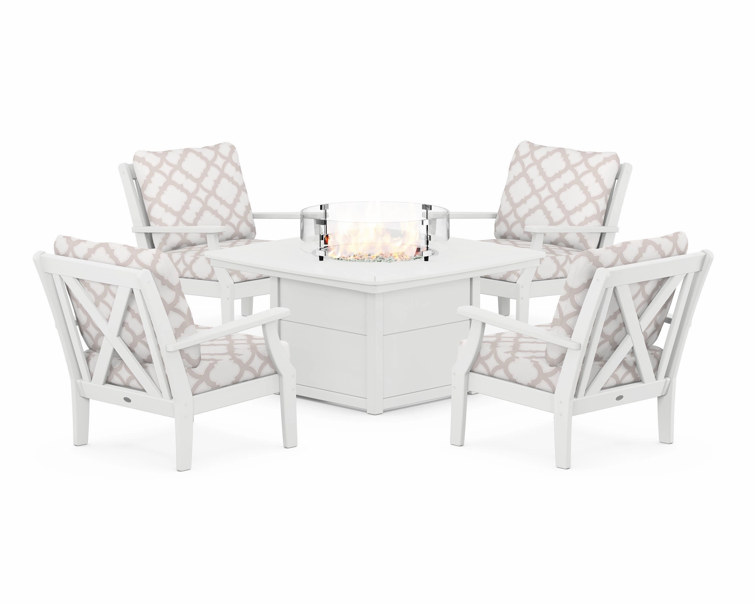 Braxton 5-Piece Deep Seating Conversation Set with Fire Pit Table