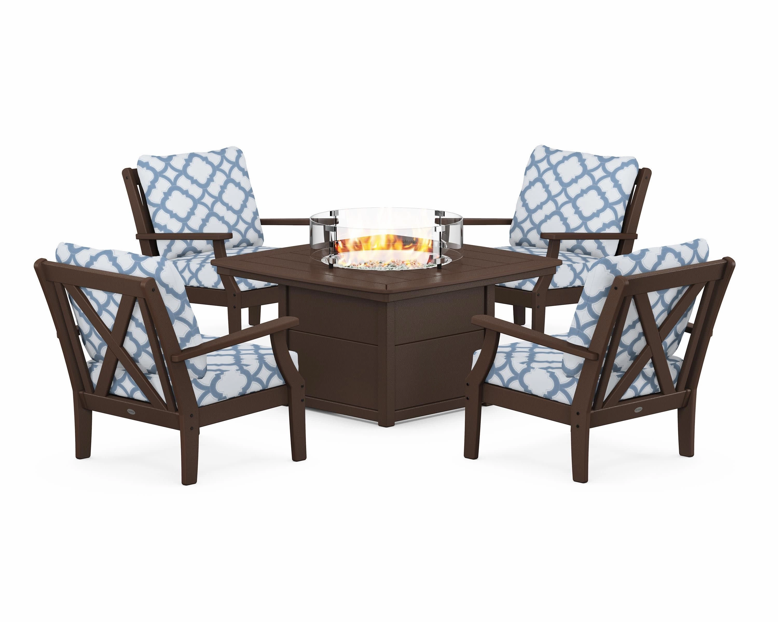 Braxton 5-Piece Deep Seating Conversation Set with Fire Pit Table