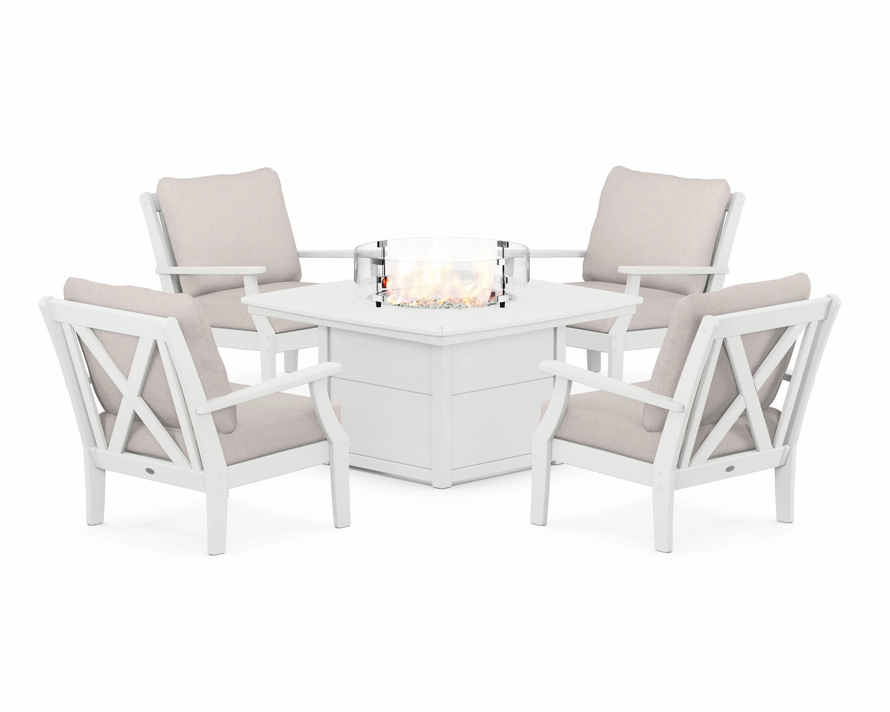 Braxton 5-Piece Deep Seating Conversation Set with Fire Pit Table