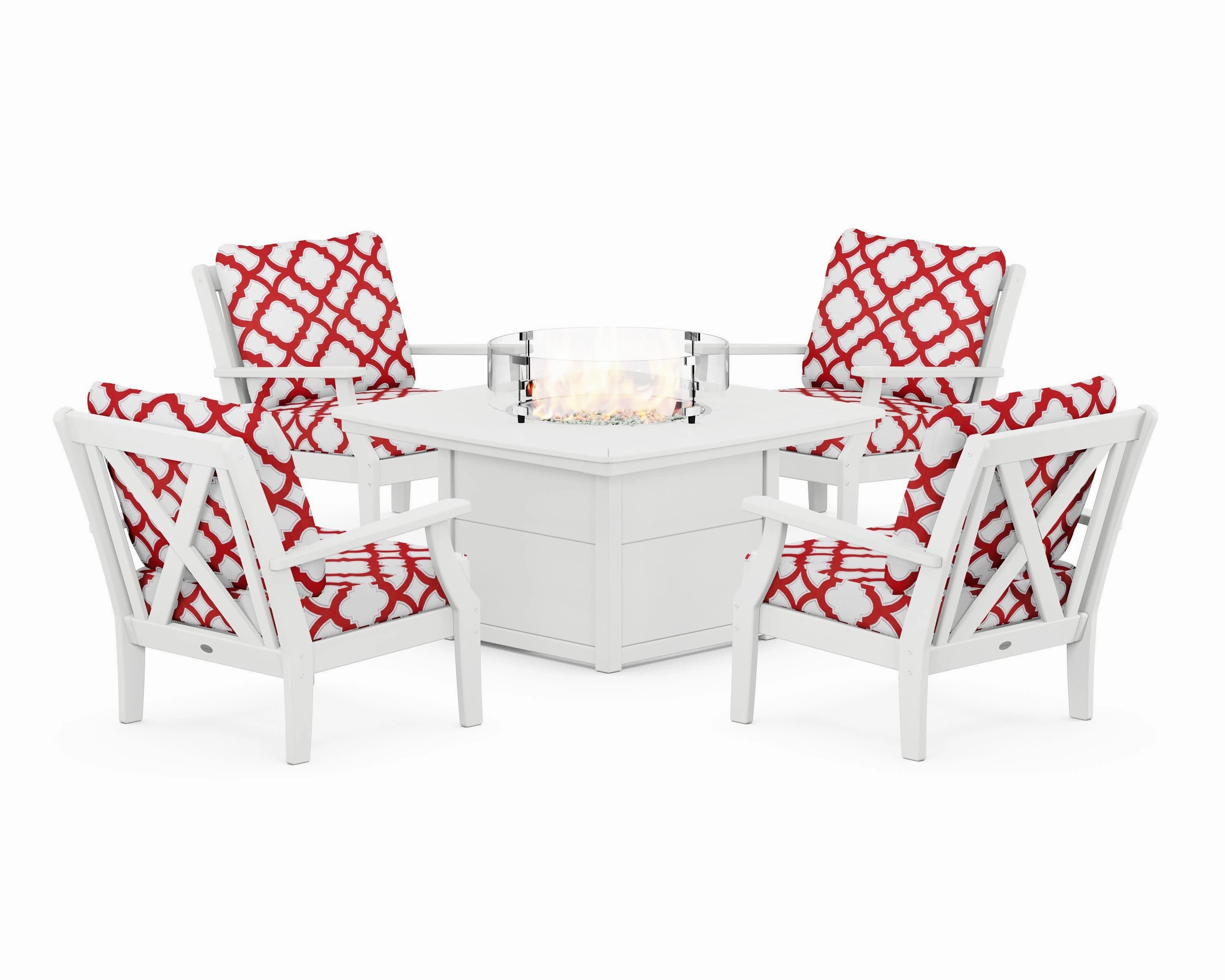 Braxton 5-Piece Deep Seating Conversation Set with Fire Pit Table