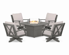 Braxton 5-Piece Deep Seating Swivel Conversation Set with Fire Pit Table chairs,dining chairs,home seating
