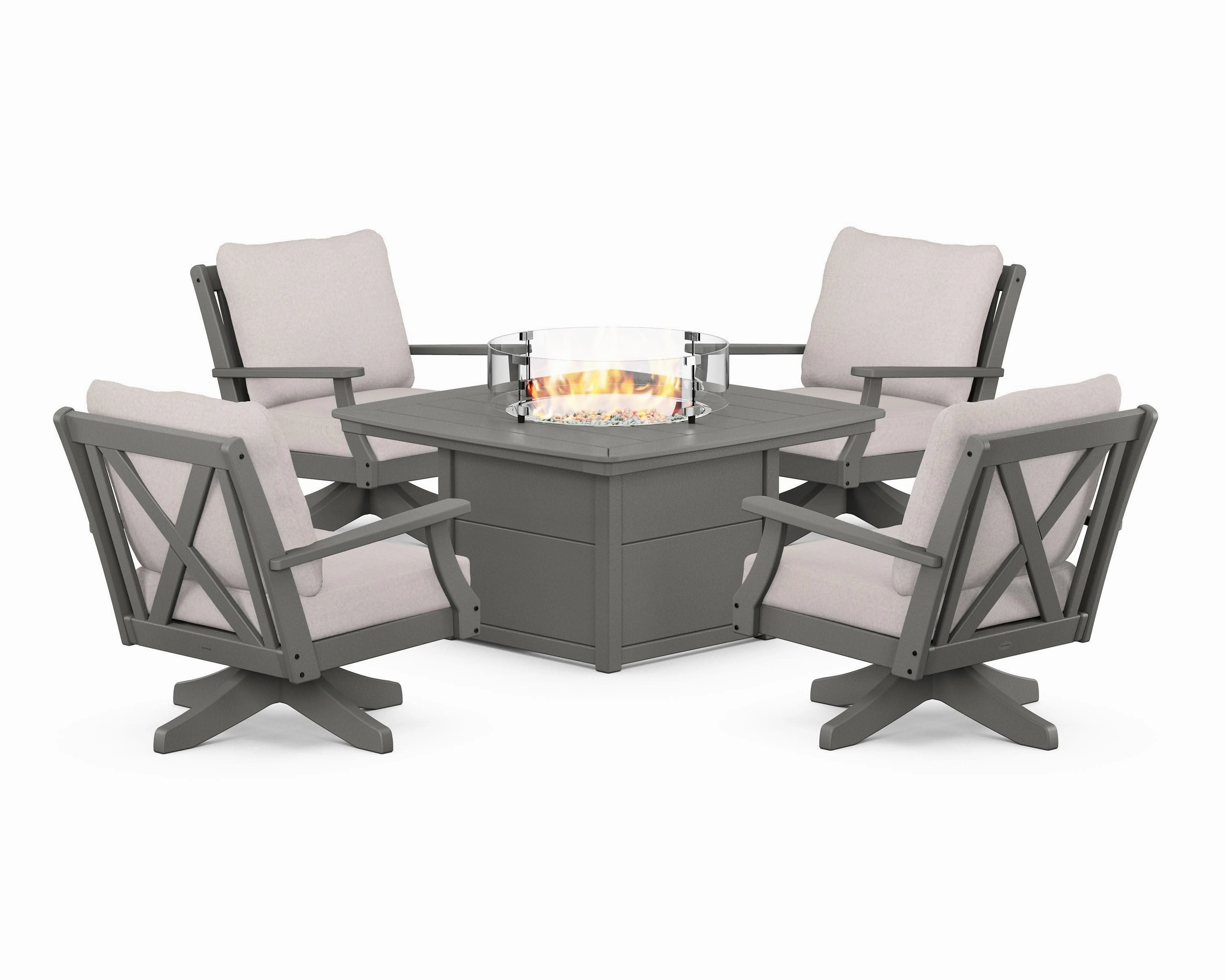 Braxton 5-Piece Deep Seating Swivel Conversation Set with Fire Pit Table chairs,dining chairs,home seating
