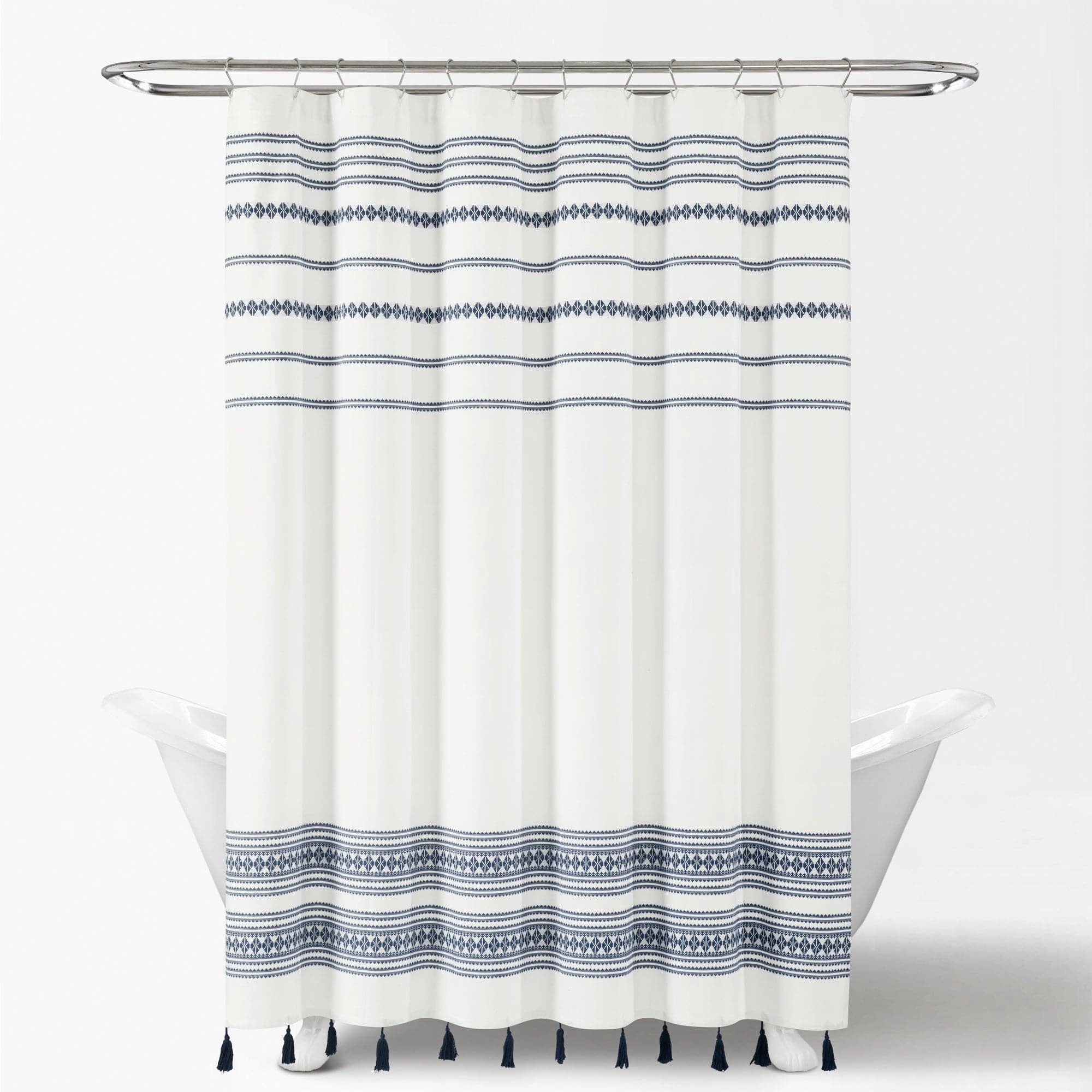 Breezy Chic Tassel Jacquard Recycled Cotton Shower Curtain