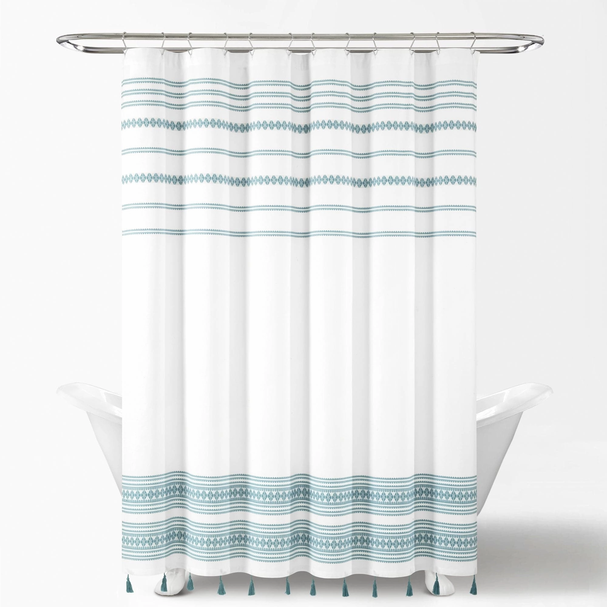 Breezy Chic Tassel Jacquard Recycled Cotton Shower Curtain