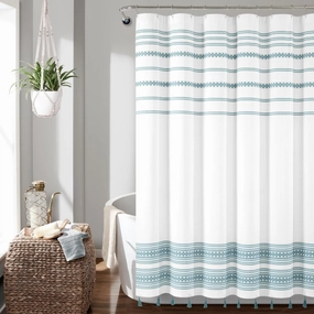 Breezy Chic Tassel Jacquard Recycled Cotton Shower Curtain shower curtain,bath curtain,bathroom decor