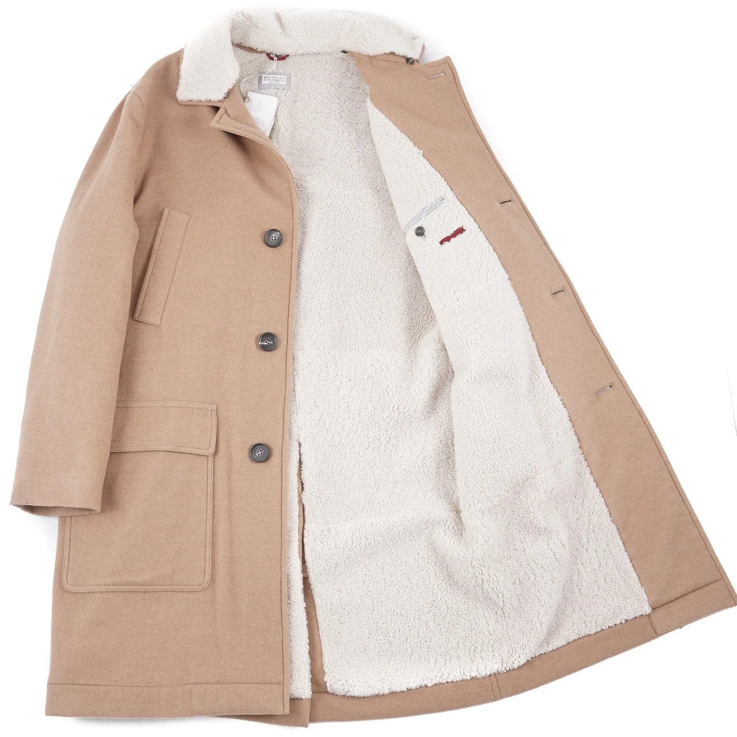 Brunello Cucinelli Cashmere Coat with Shearling Lining Clothing_Brunello-Cucinelli