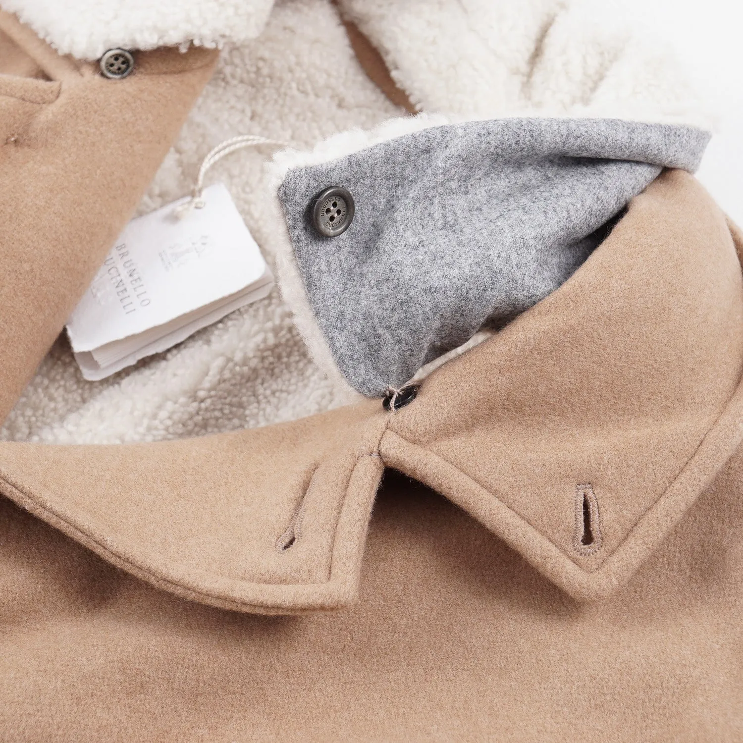 Brunello Cucinelli Cashmere Coat with Shearling Lining Clothing_Brunello-Cucinelli