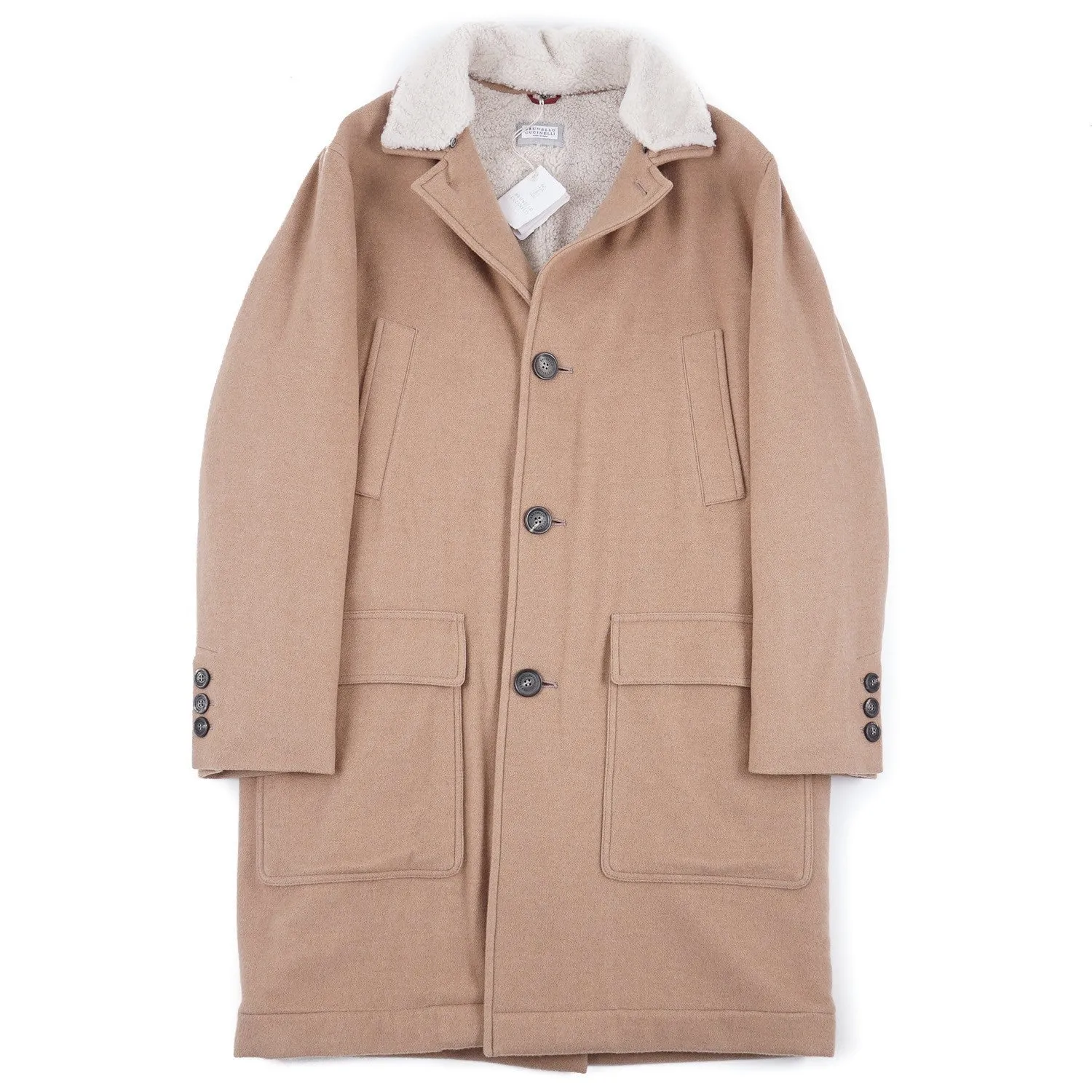 Brunello Cucinelli Cashmere Coat with Shearling Lining Clothing_Brunello-Cucinelli