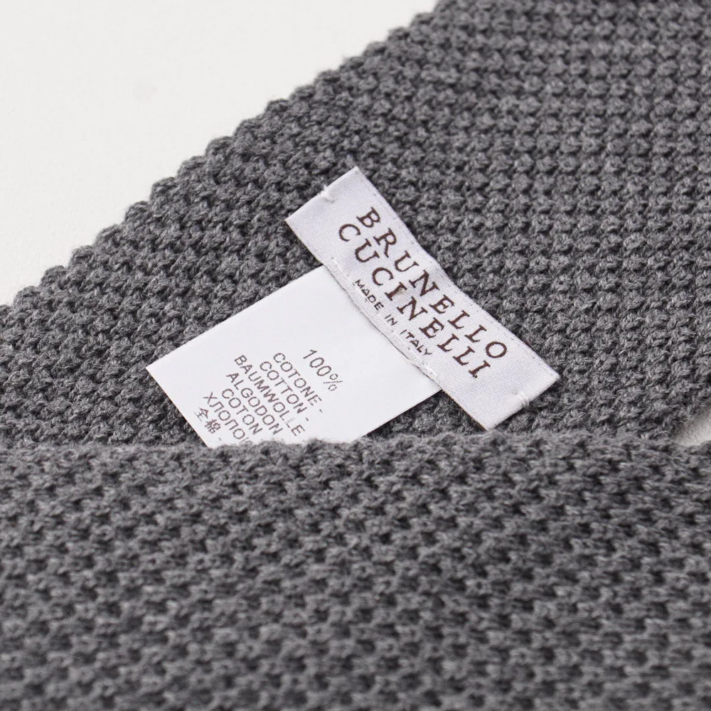 Brunello Cucinelli Medium Gray Knit Cotton Tie Clothing_Brunello-Cucinelli