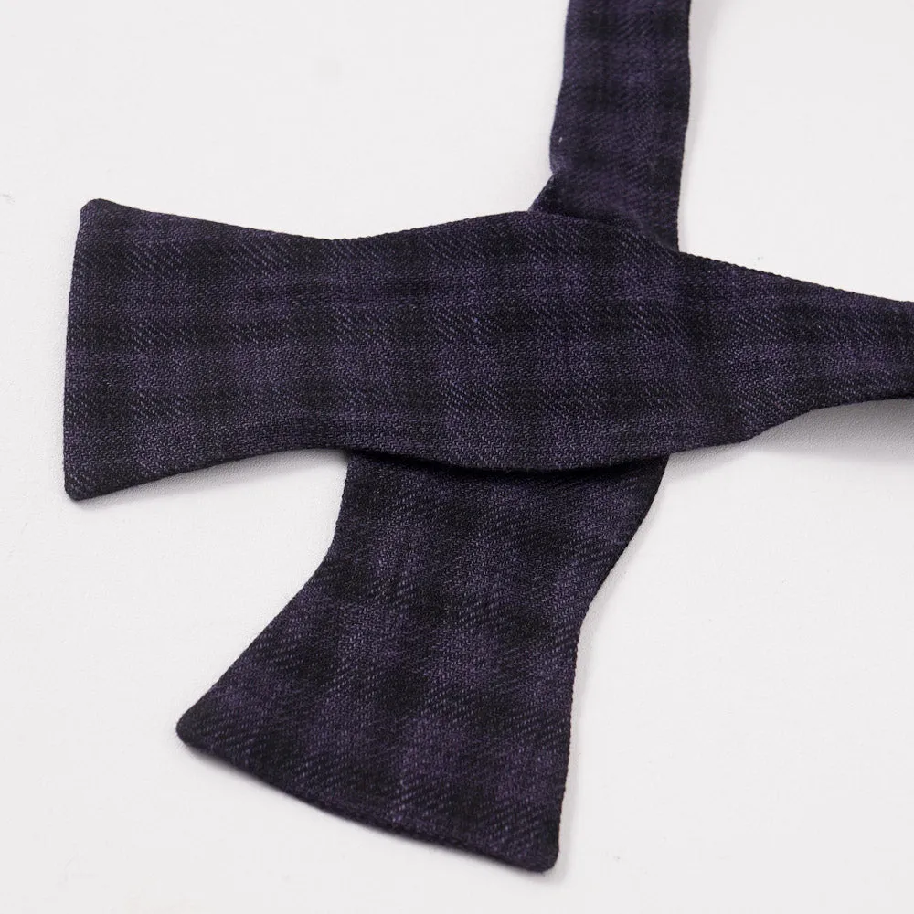 Brunello Cucinelli Purple Check Linen-Wool-Silk Bow Tie Clothing_Brunello-Cucinelli